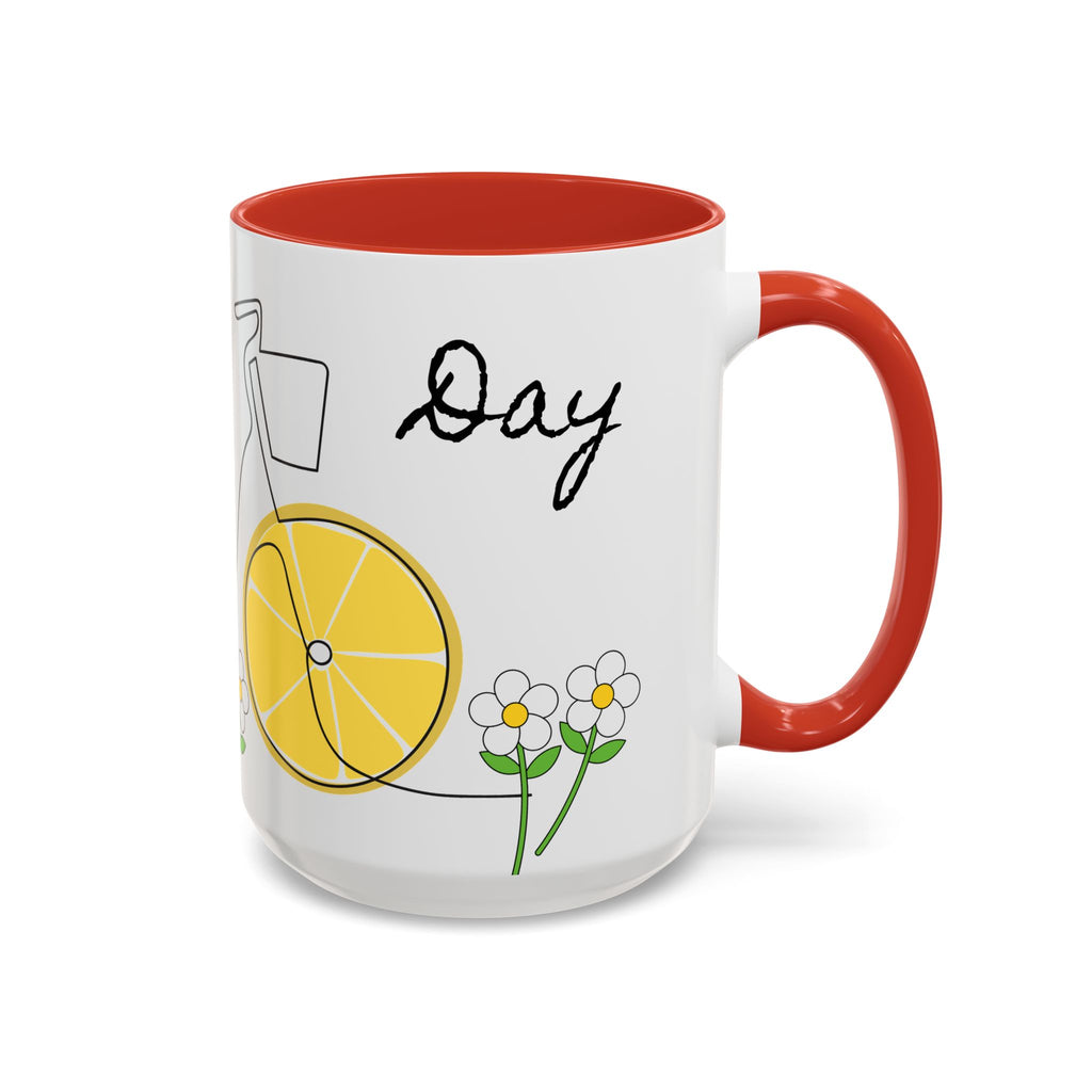 Lemon Bike Coffee Mug — 'Happy Day' Accent Ceramic Mug (11/15oz)