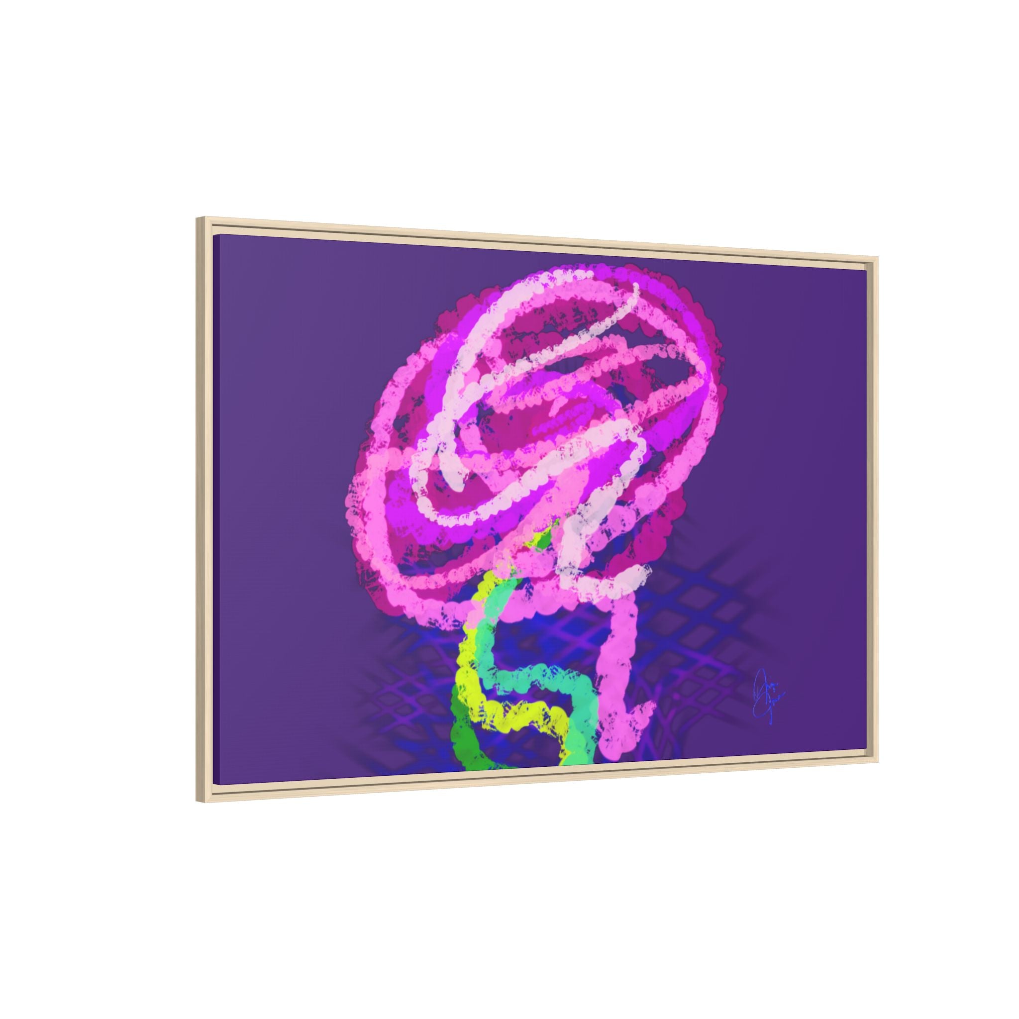 Framed Matte Canvas - Neon Rose Abstract Wall Art