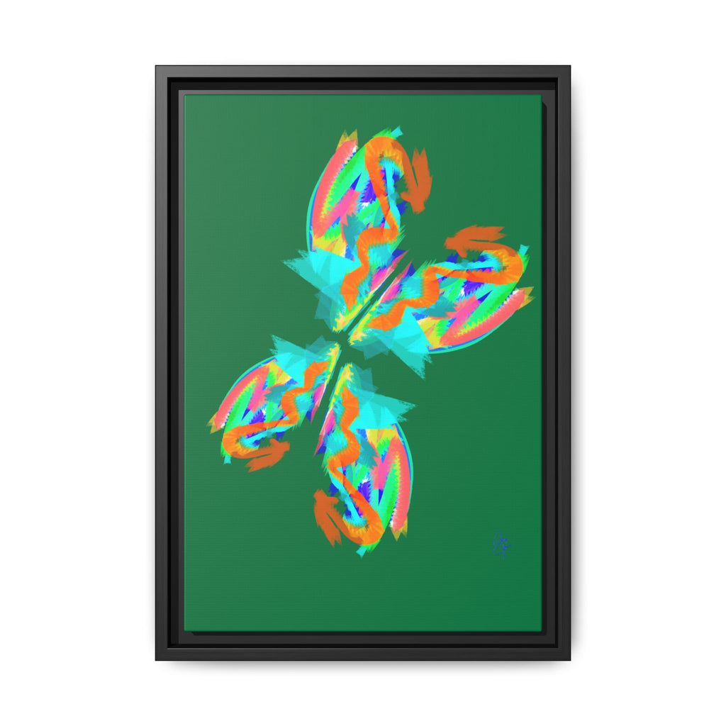 Framed Matte Canvas — Neon Abstract Butterfly Wall Art