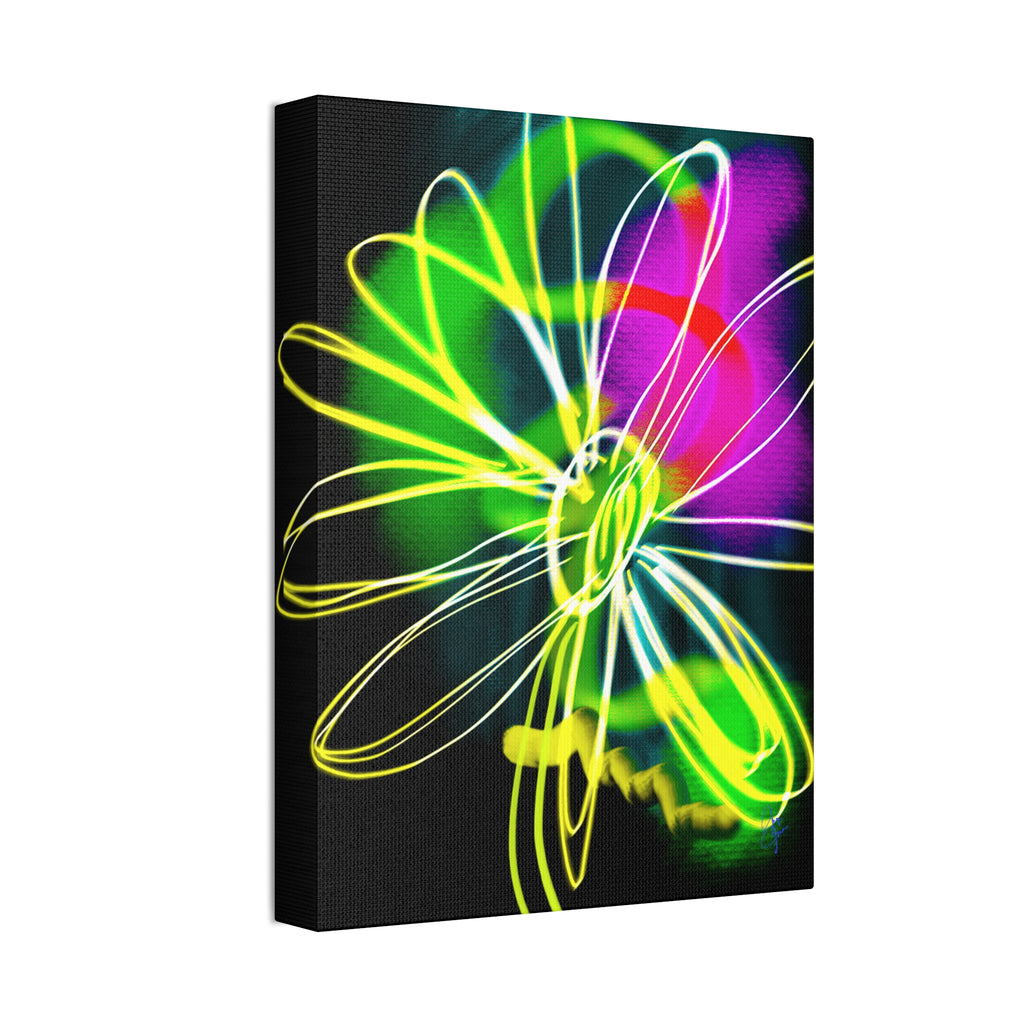 Neon Bloom Canvas Print — Abstract Floral Wall Art (Stretched 1.5")