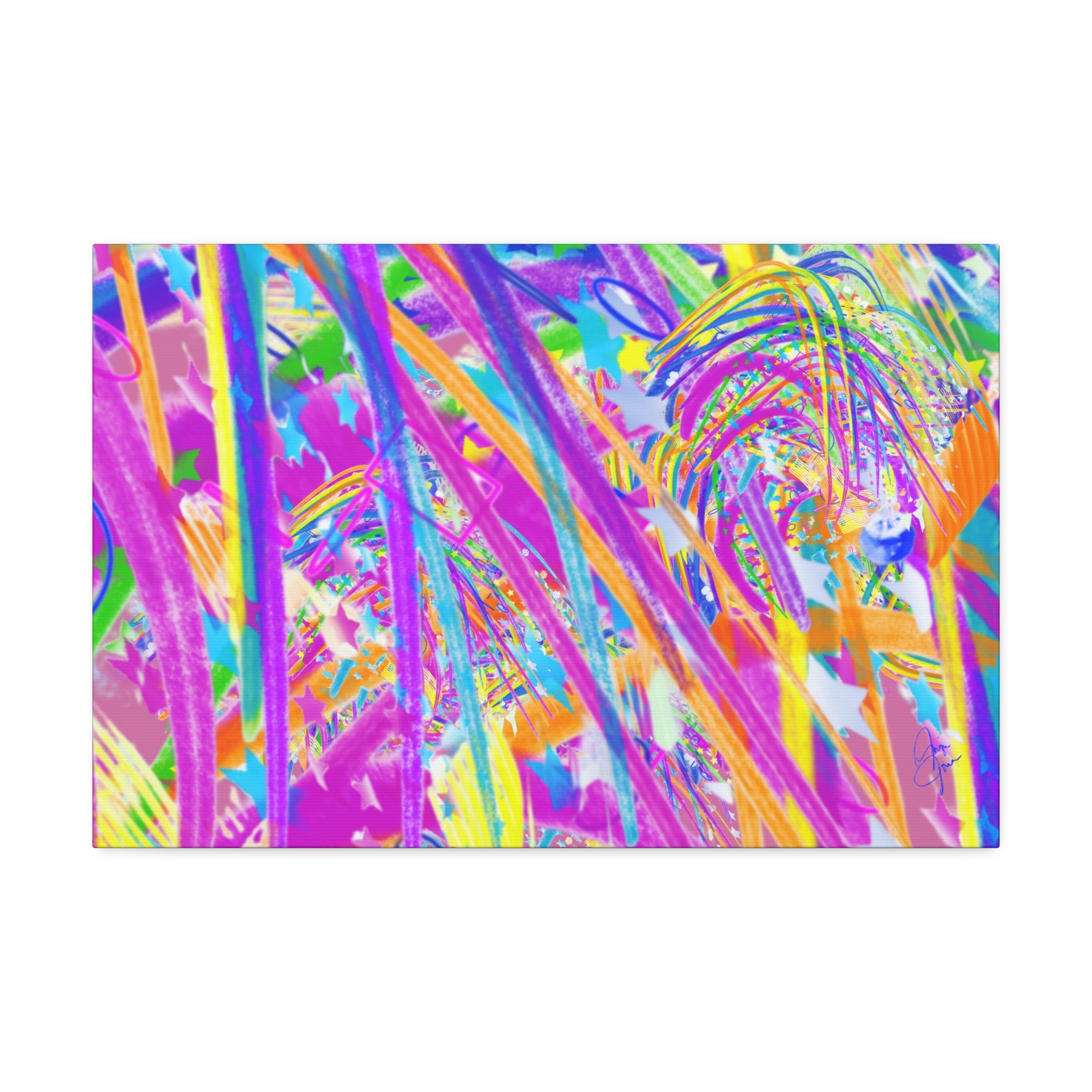 Vibrant Tropical Palm Abstract Canvas – Colorful 1.5" Stretched Wall Art