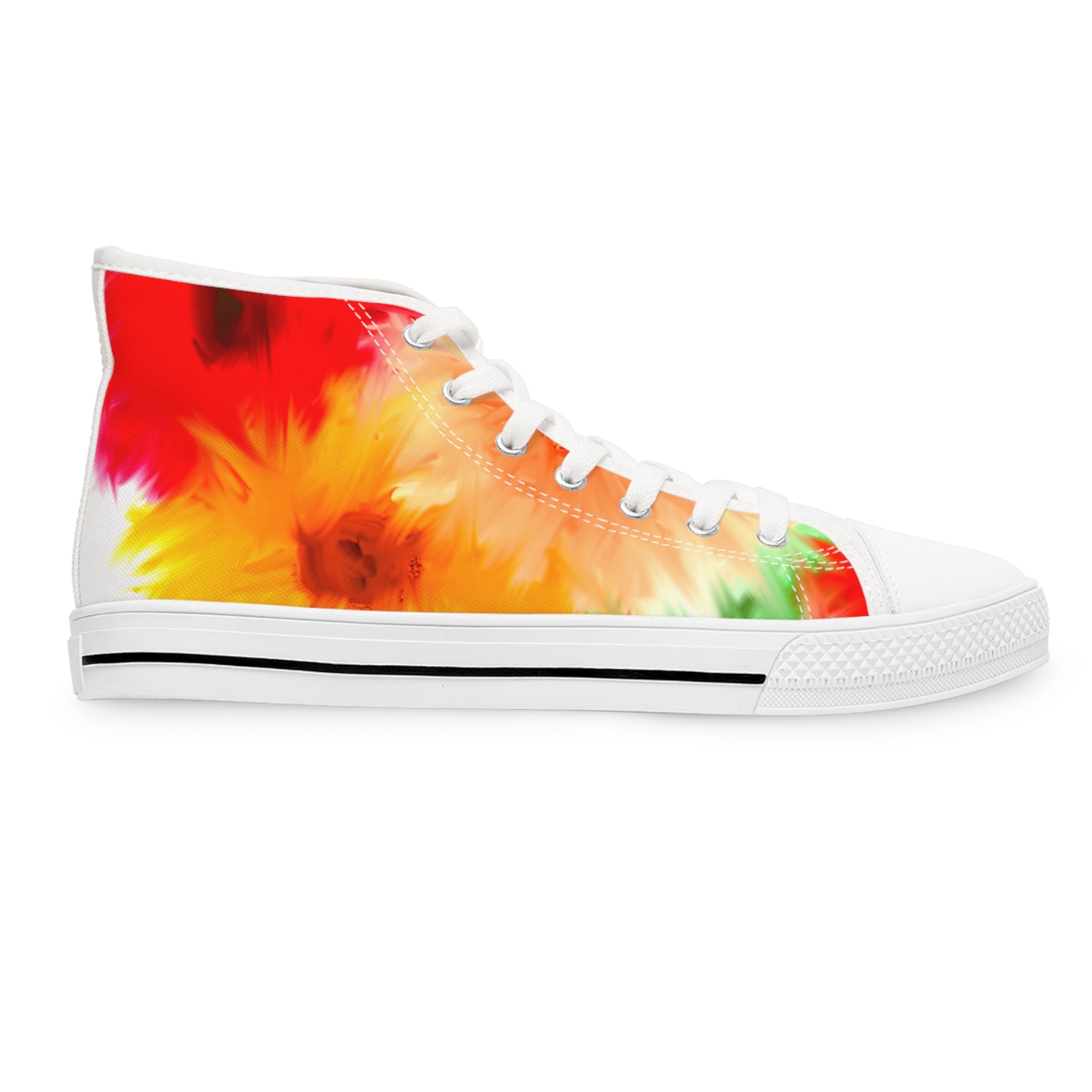 Tie-Dye Sunrise High Top Sneakers — Women's Colorful Floral Burst Shoes