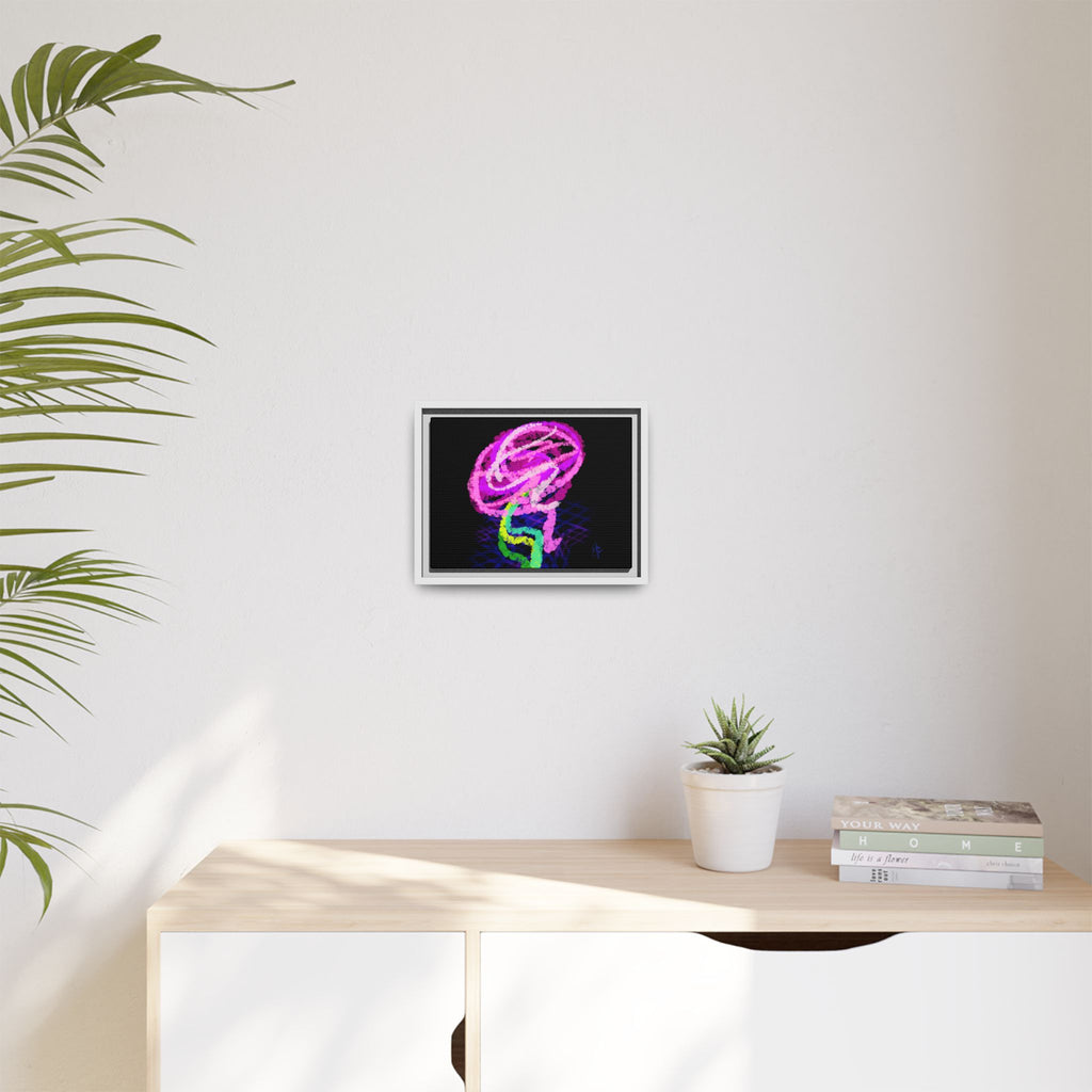Framed Matte Canvas - Neon Rose Abstract Wall Art