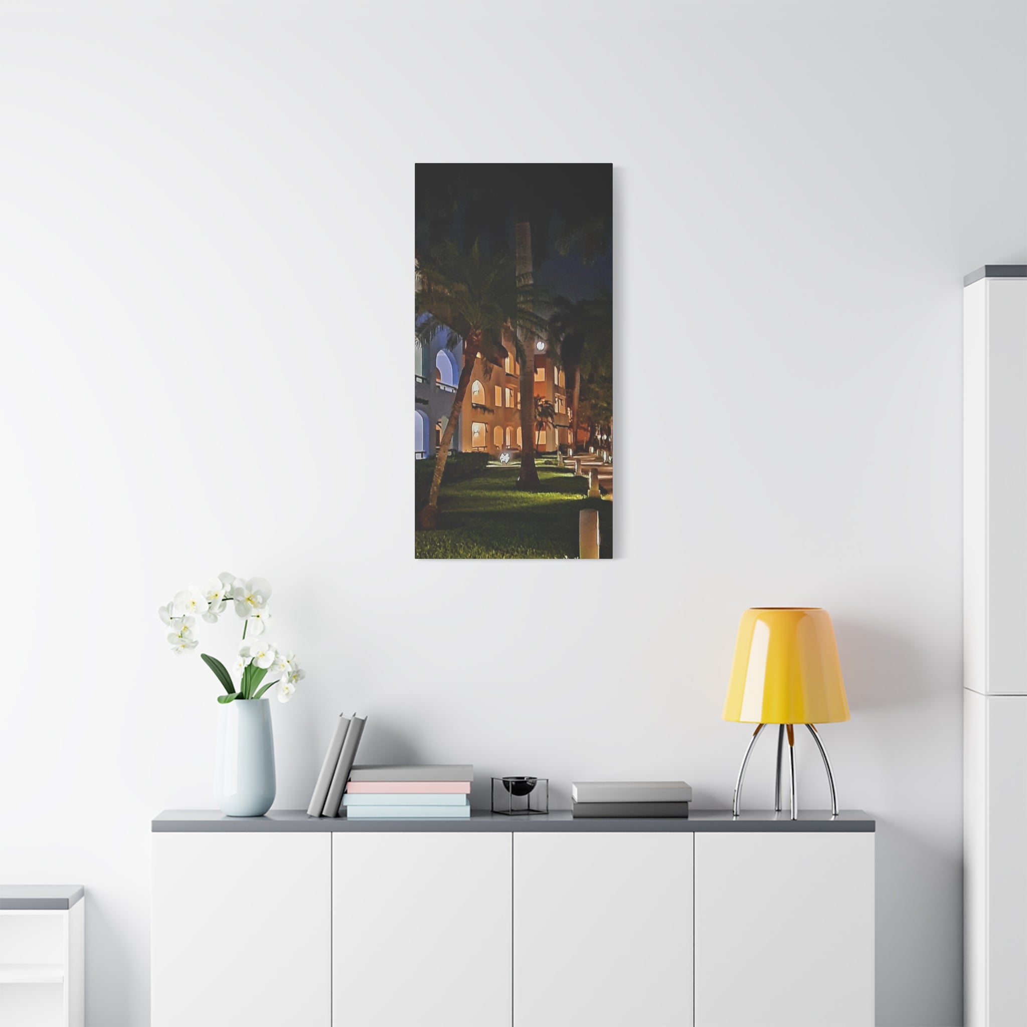 Tropical Night Hotel Matte Canvas Wall Art
