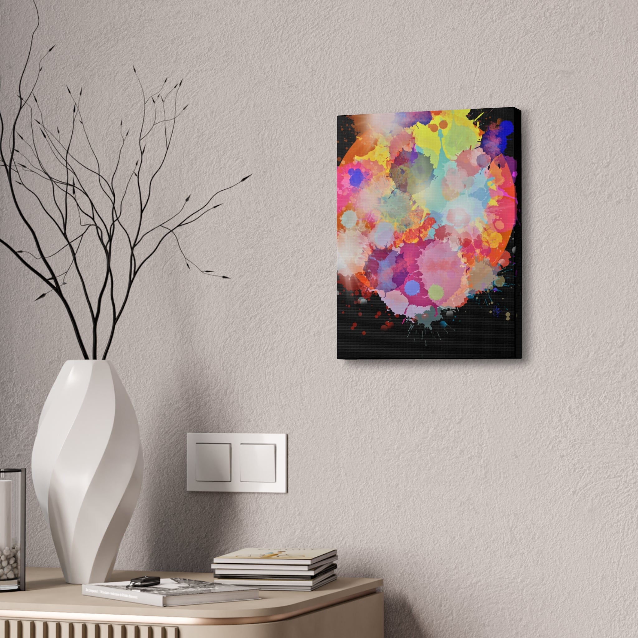 Abstract Color Splash Canvas Print — Vibrant Watercolor Ink Splash Wall Art