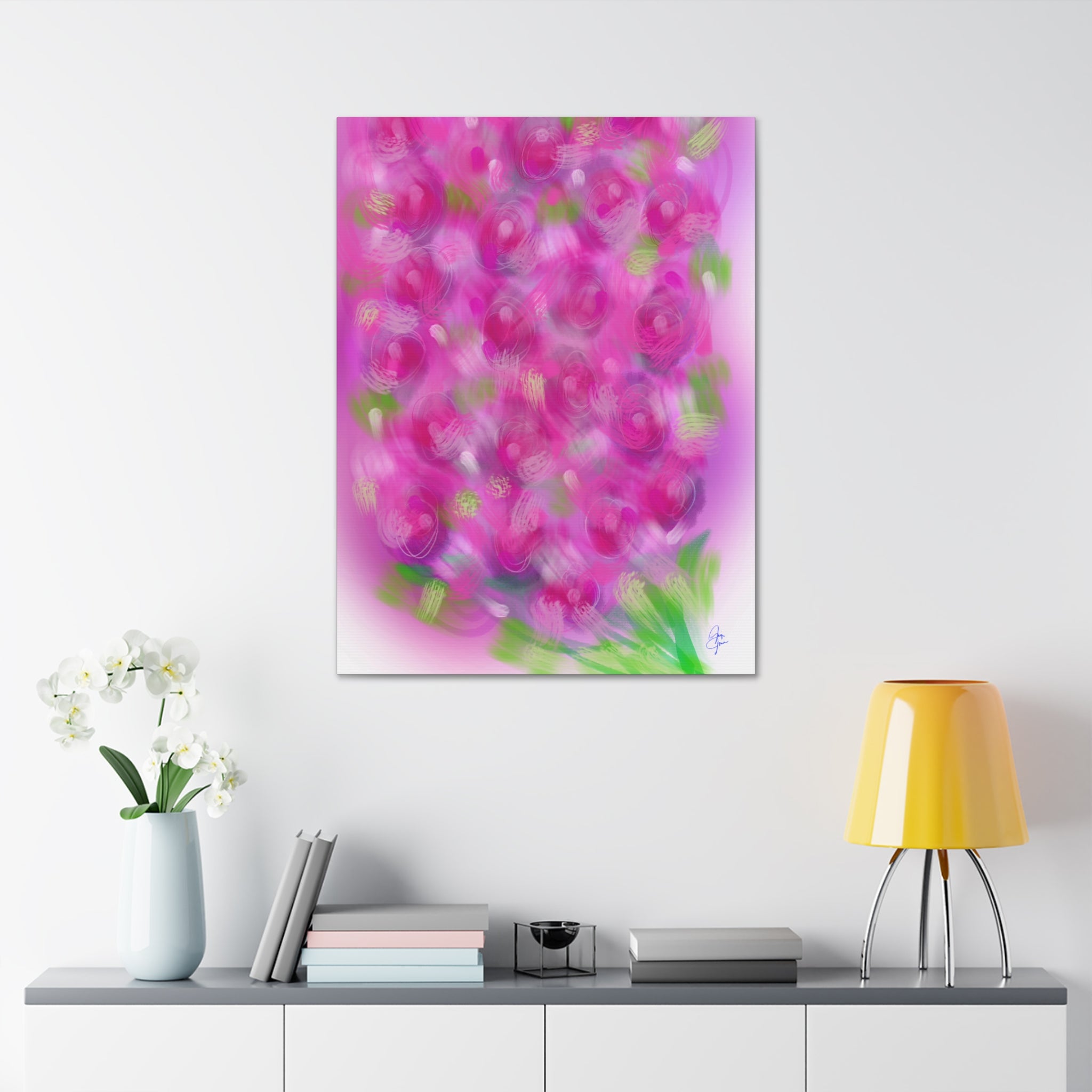 Pink Floral Abstract Canvas Print — Stretched 1.5" Wall Art