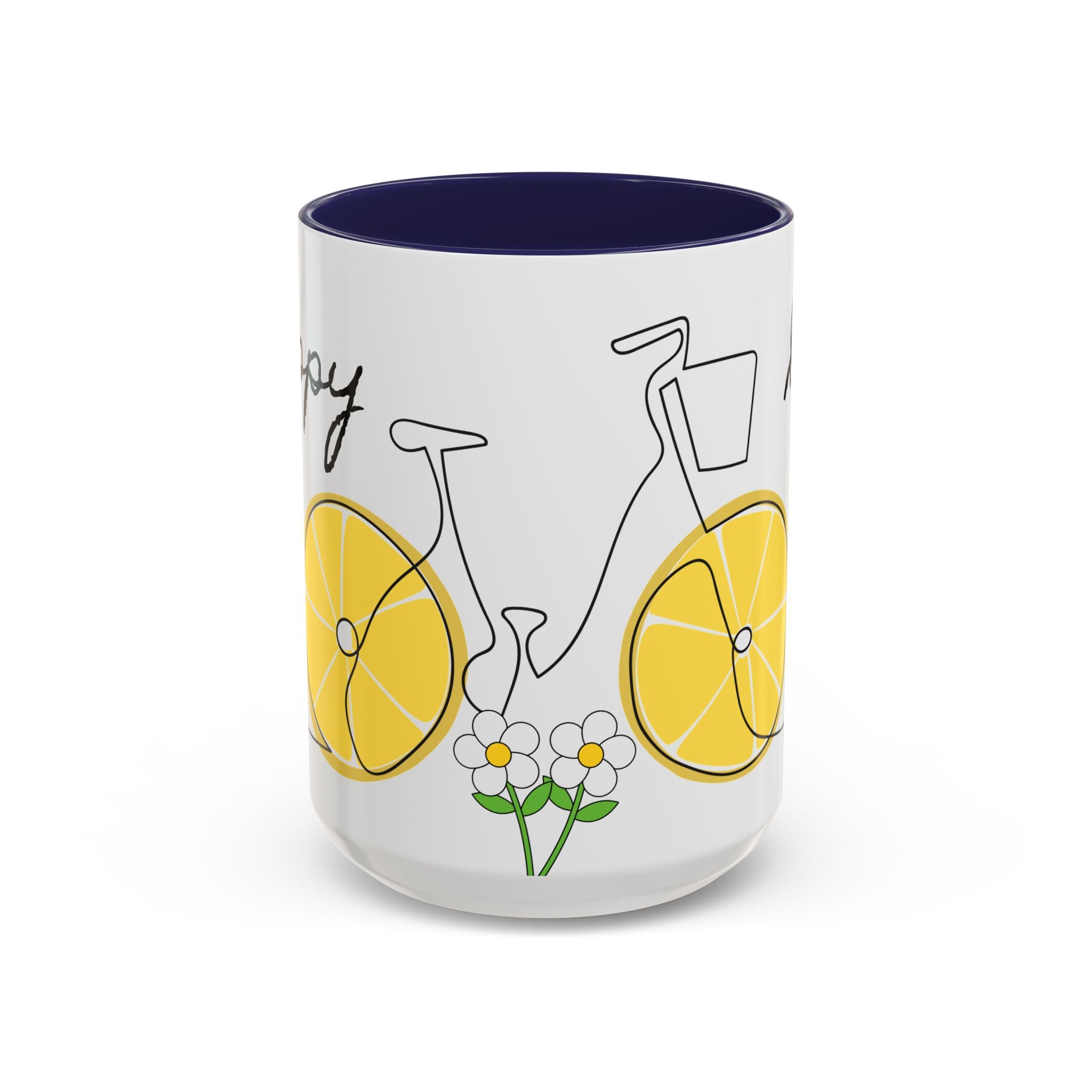 Lemon Bike Coffee Mug — 'Happy Day' Accent Ceramic Mug (11/15oz)