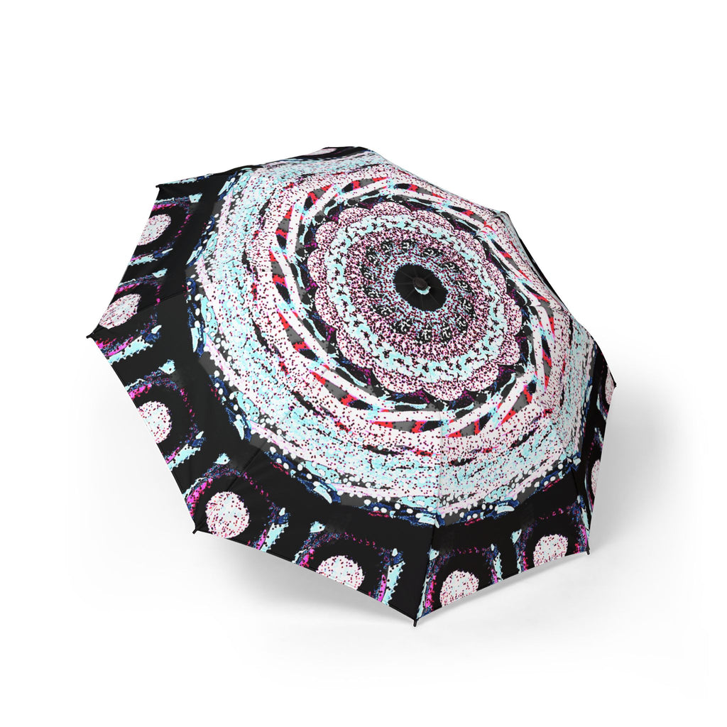 Foldable Umbrella — Pink & Black Mandala Automatic-Open Rain Umbrella