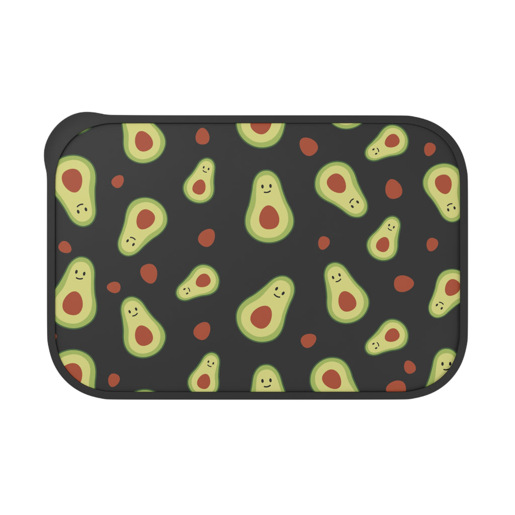 Avocado Pattern PLA Bento Box with Band & Utensils — Eco-Friendly Lunch Container