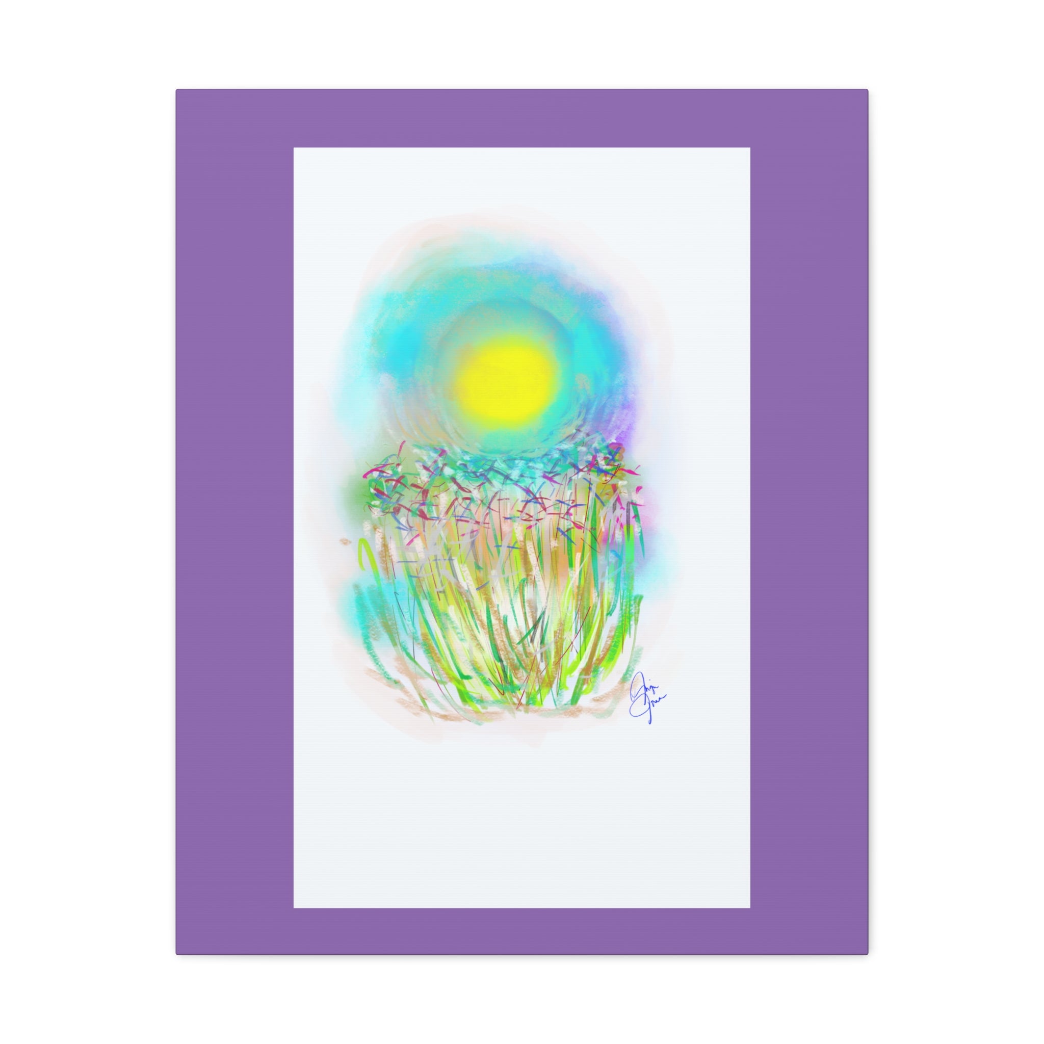 Sunlit Meadow Abstract Canvas Art — Bright Floral Wall Decor