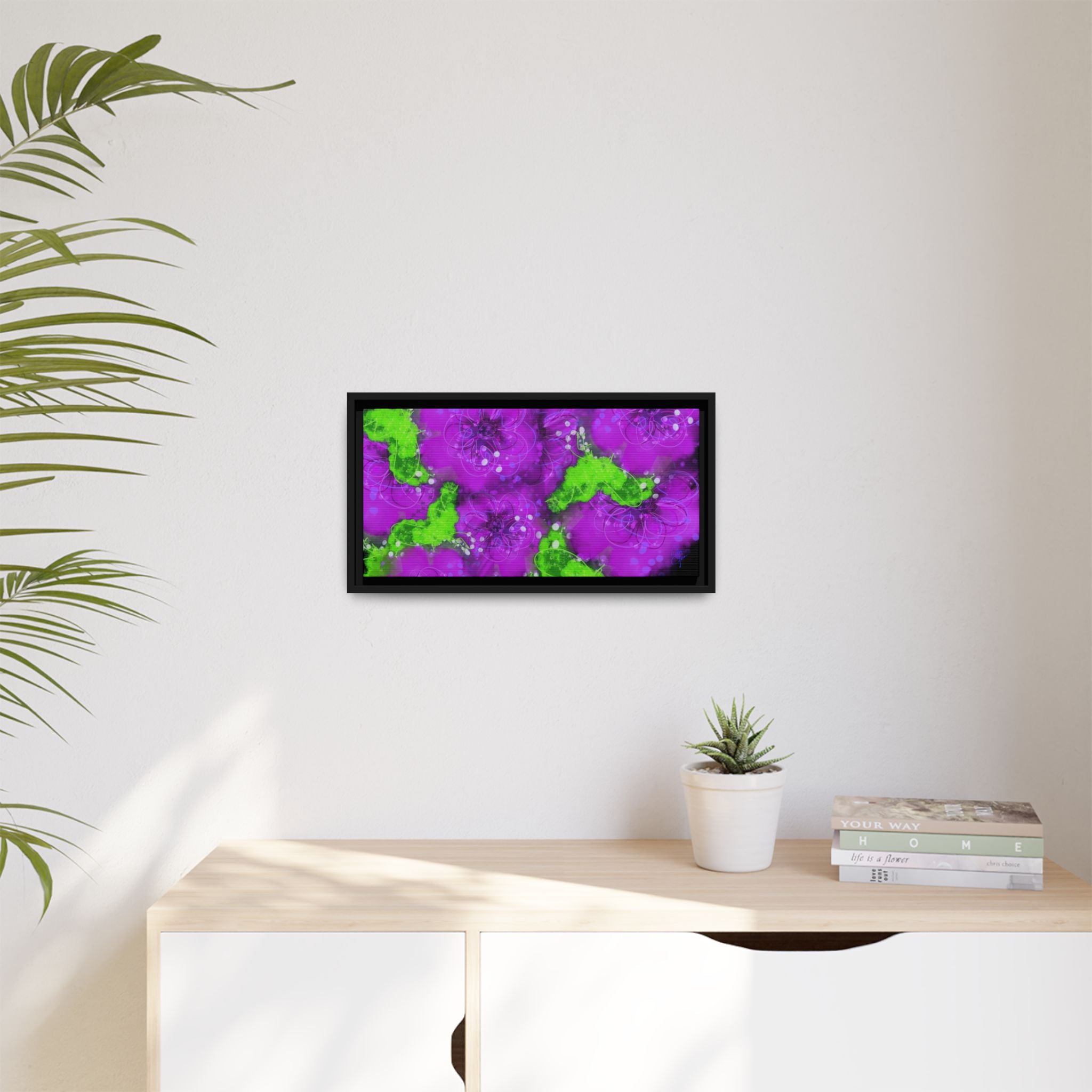 Framed Floral Canvas Print — Matte Multi-Color Blooms Wall Art