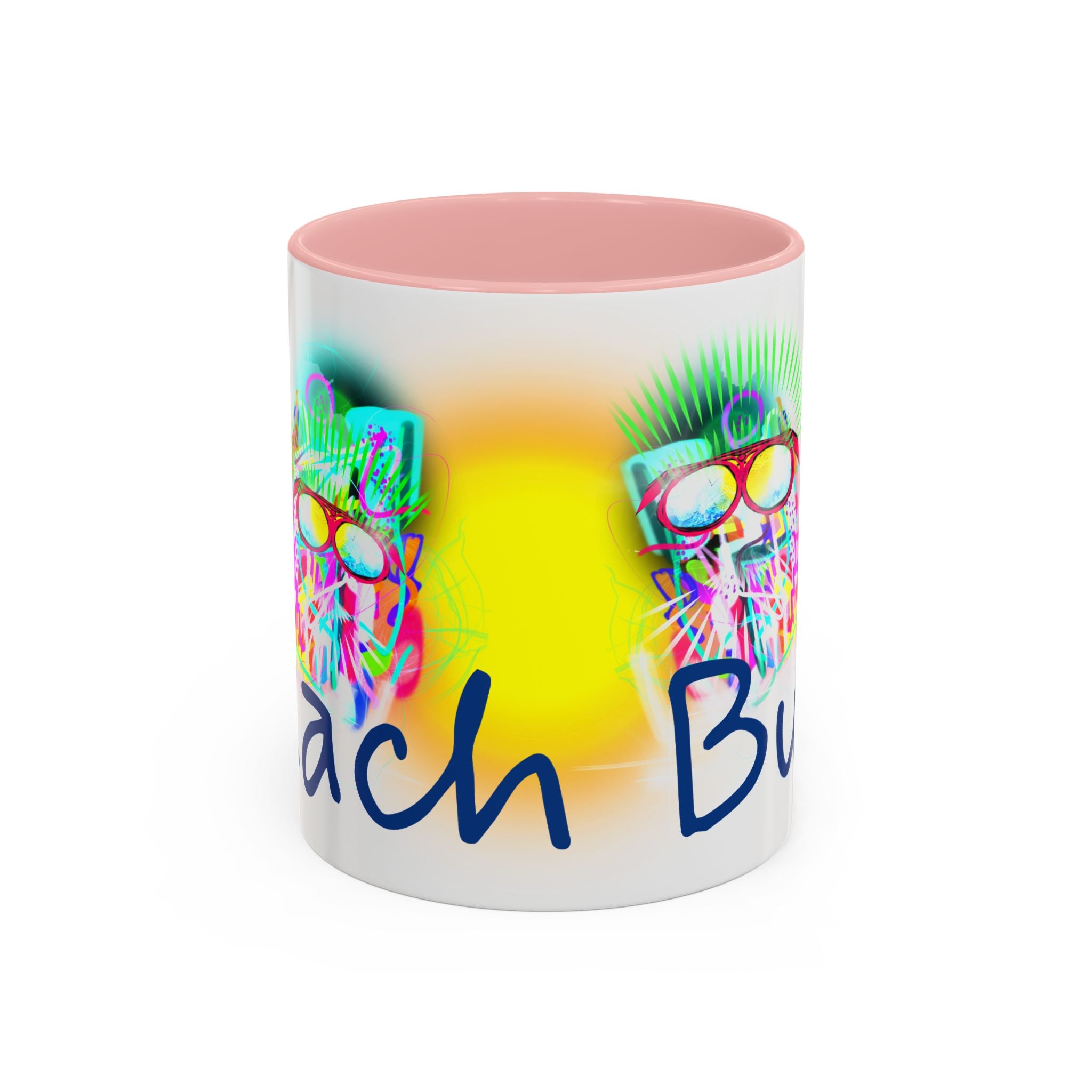 Beach Bum Coffee Mug — Colorful Retro Skull Design (11/15oz)