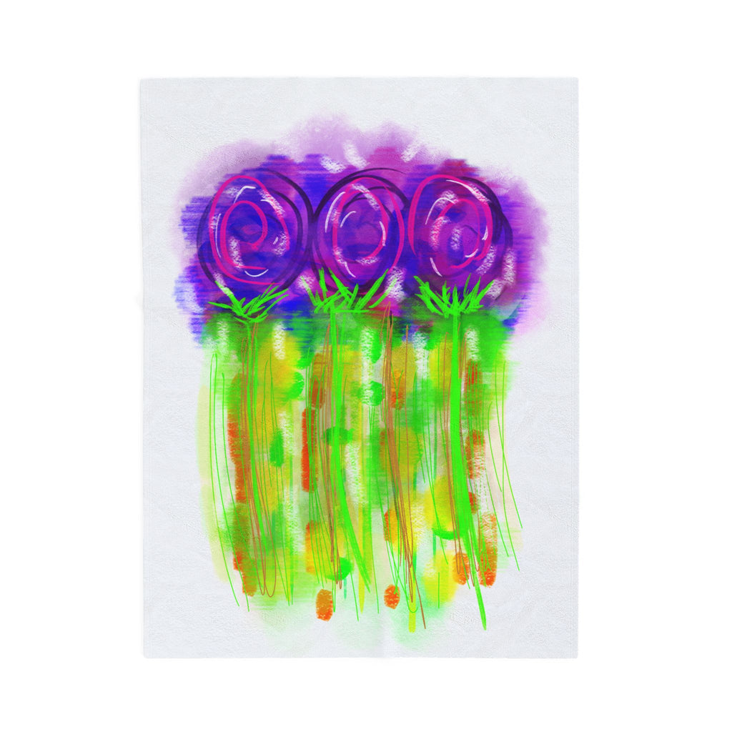 Velveteen Plush Blanket — Watercolor Purple Roses Floral Throw for Cozy Home & Gift