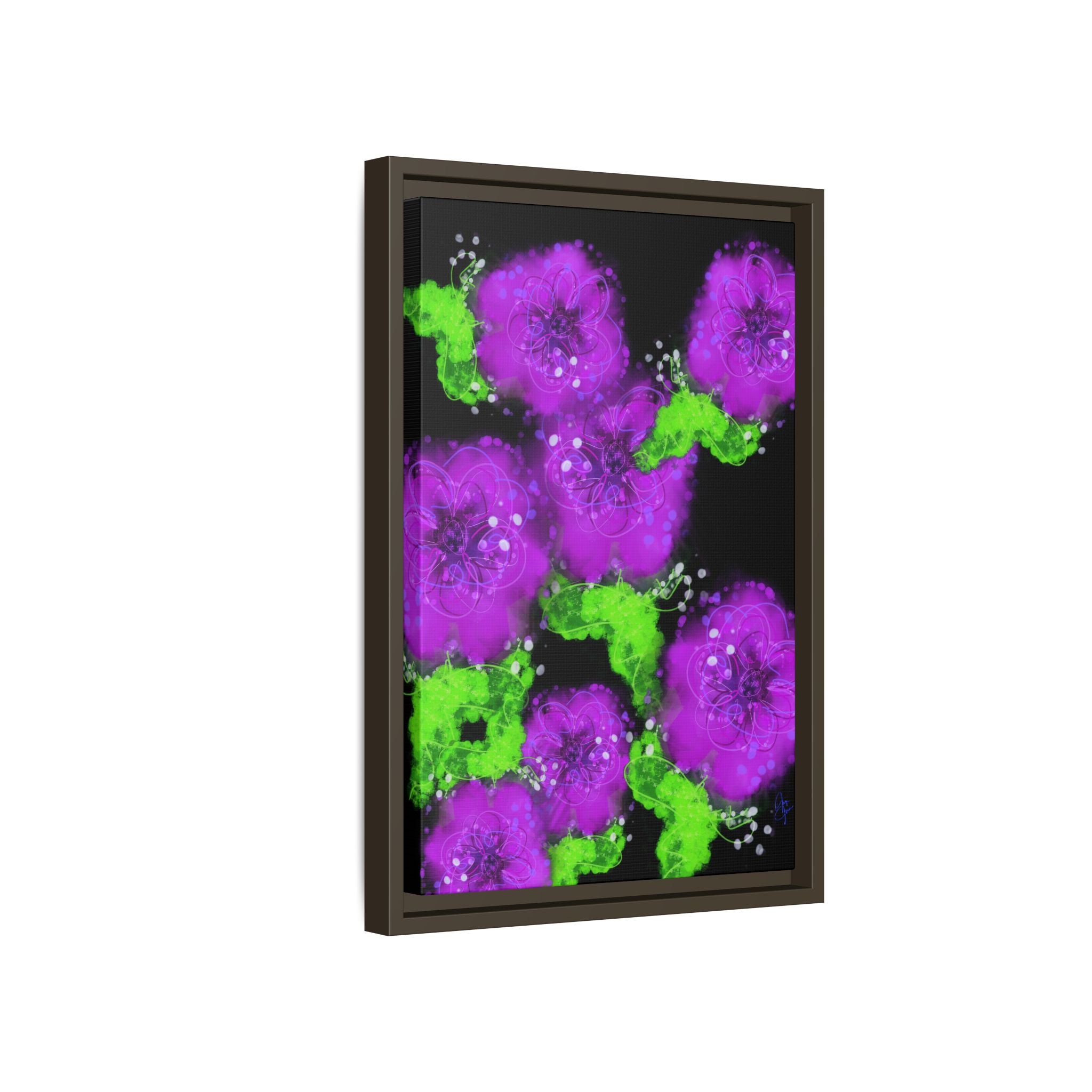 Framed Floral Canvas Print — Matte Multi-Color Blooms Wall Art