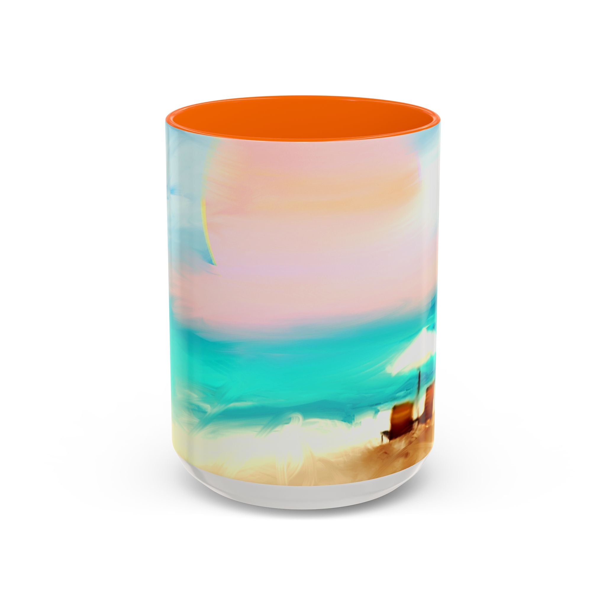 Beach Sunrise Accent Coffee Mug — Tropical Ocean Scene 11/15oz