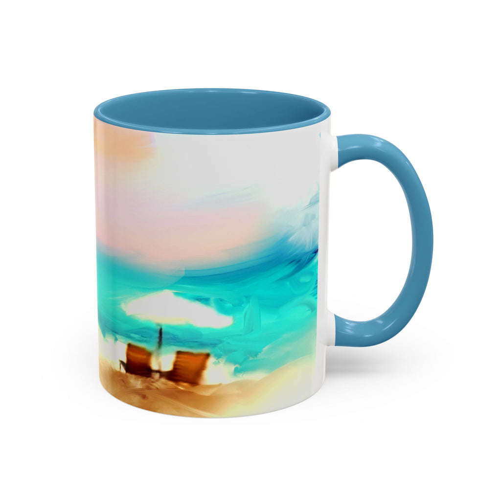 Beach Sunrise Accent Coffee Mug — Tropical Ocean Scene 11/15oz