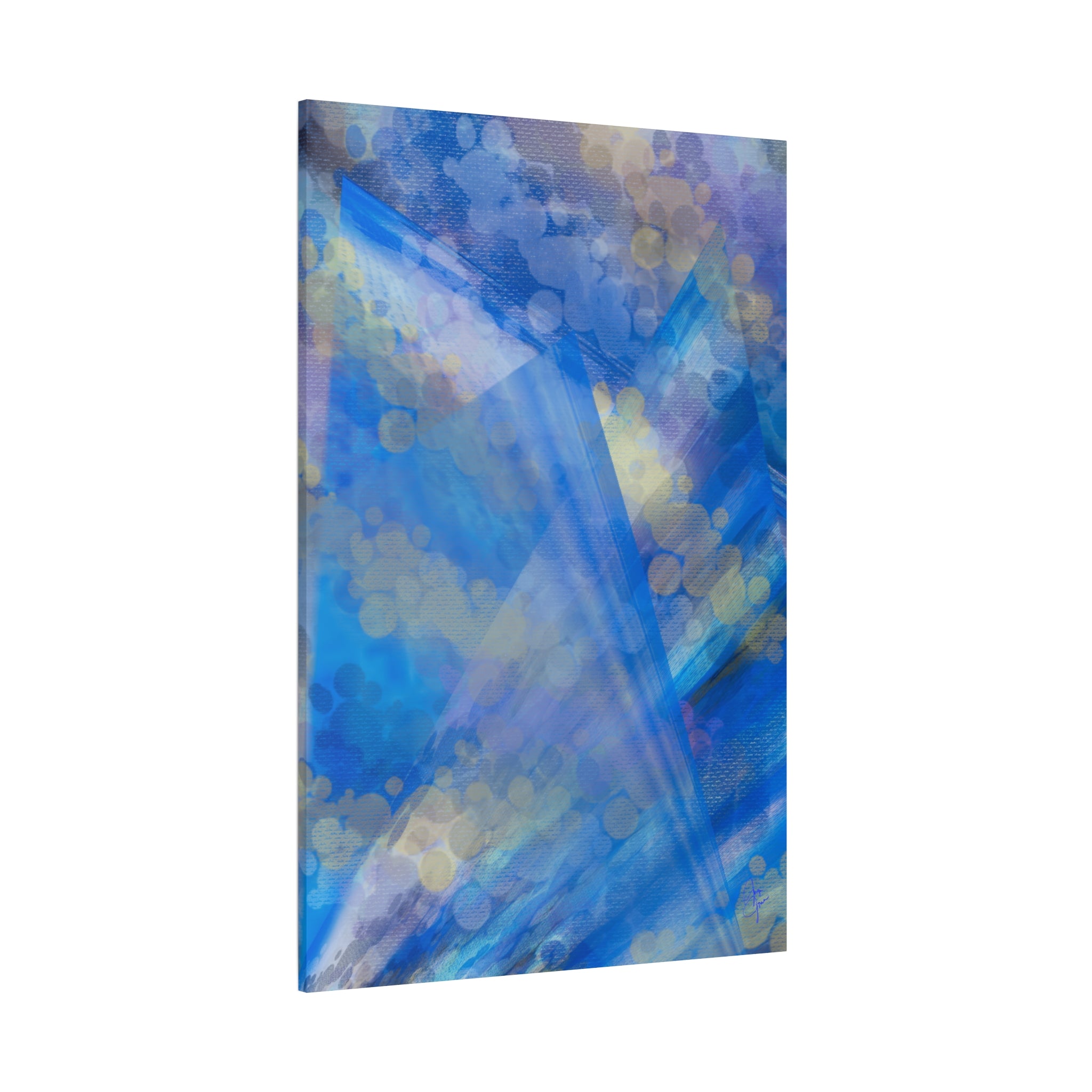 Abstract Blue Bokeh Matte Canvas Wall Art