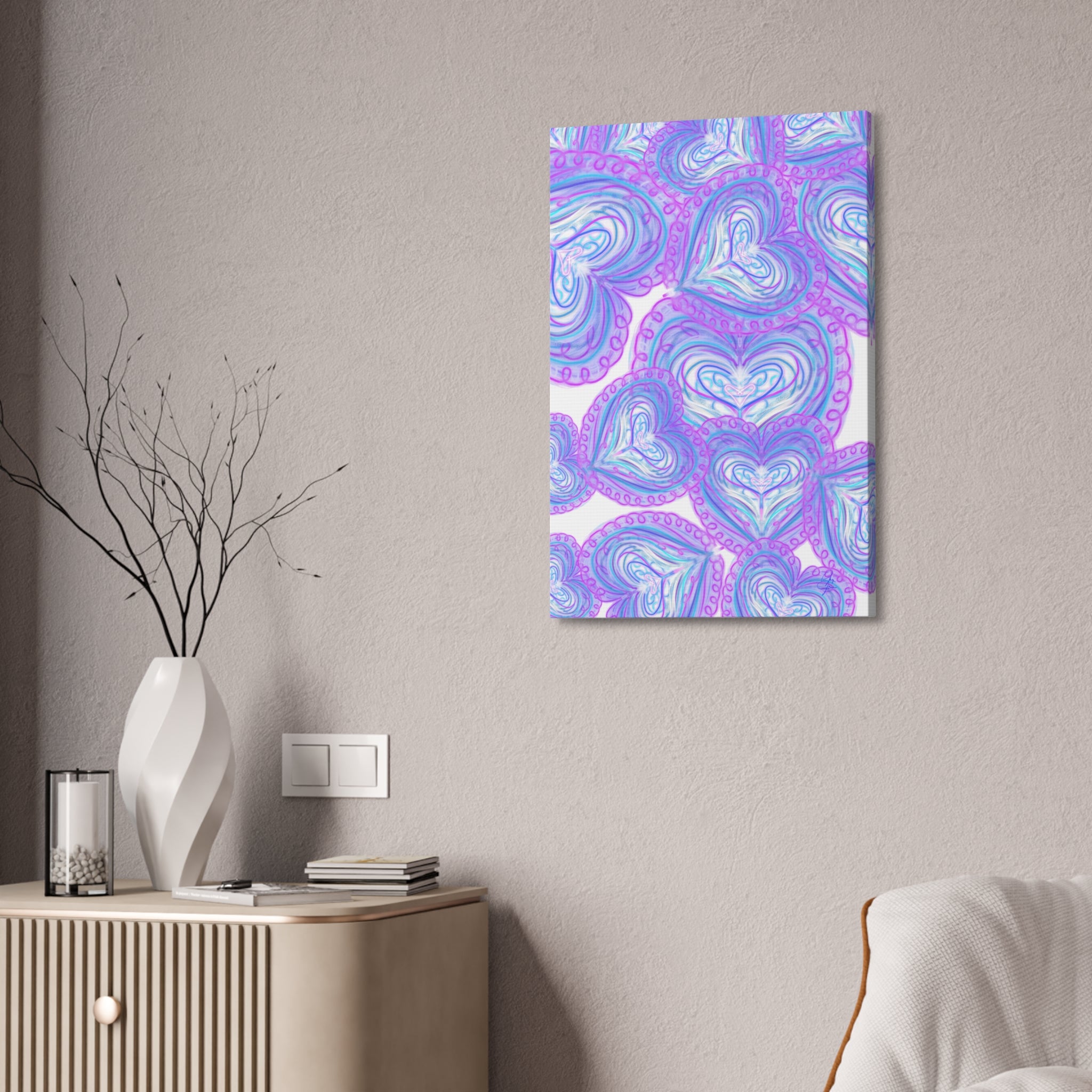Pastel Heart Swirl Canvas Print — Stretched 1.5"