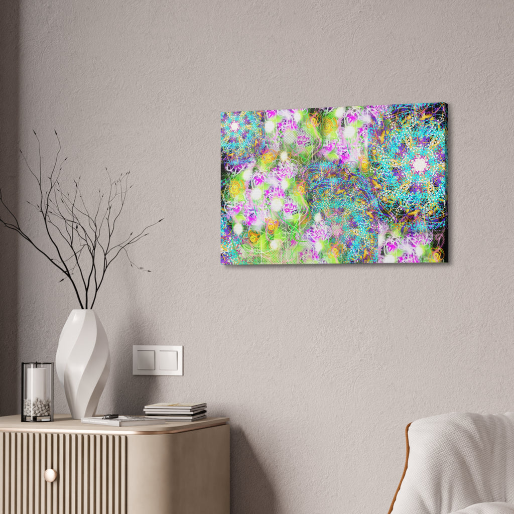 Abstract Floral Galaxy Canvas - Vibrant Stretched Wall Art