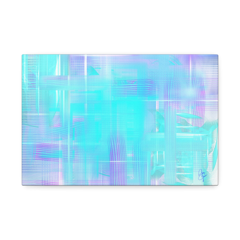 Abstract Aqua Pastel Canvas Art - Turquoise & Lavender Modern Wall Decor (1.5" Stretched)