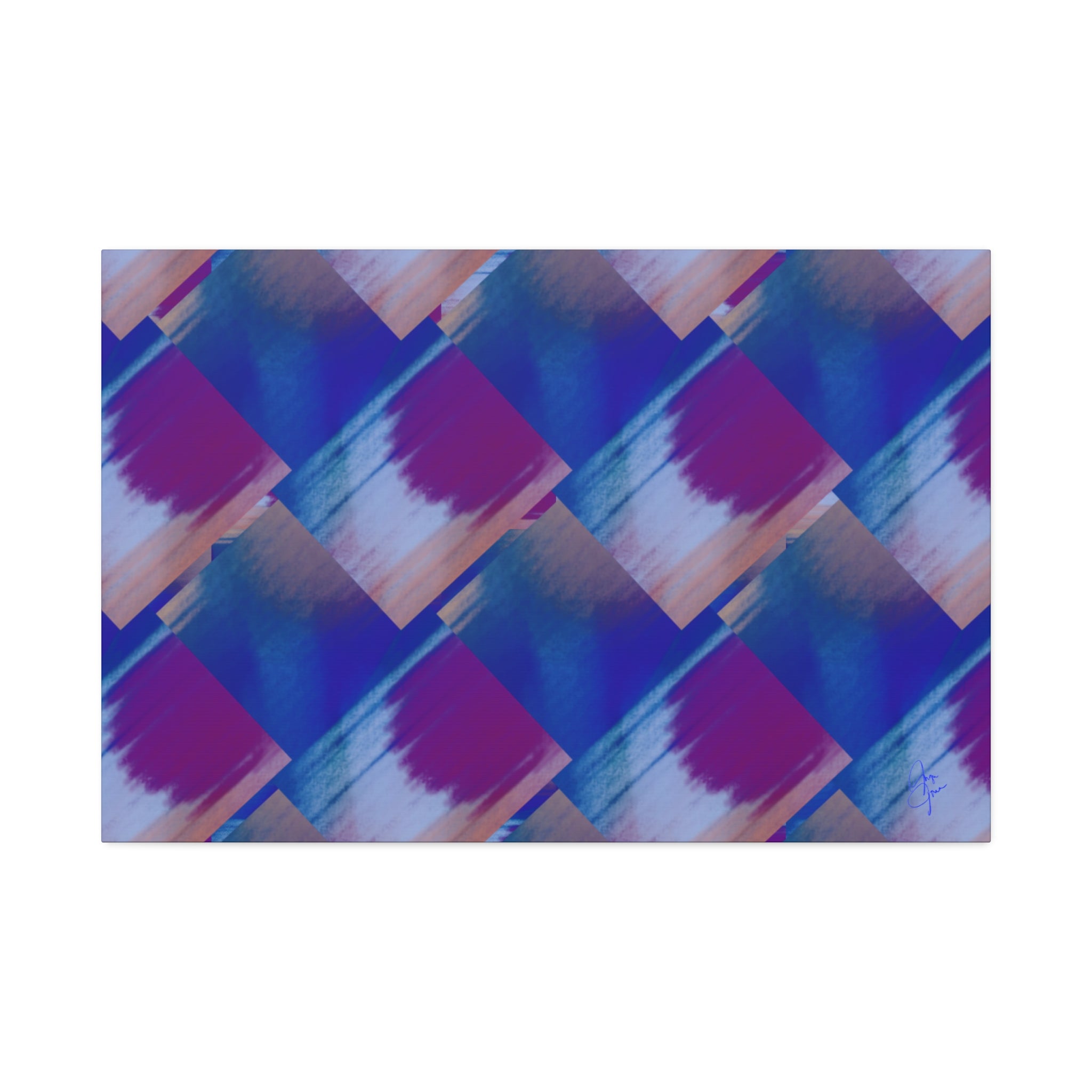 Abstract Diamond Wave Canvas Print — Blue & Purple Geometric Wall Art