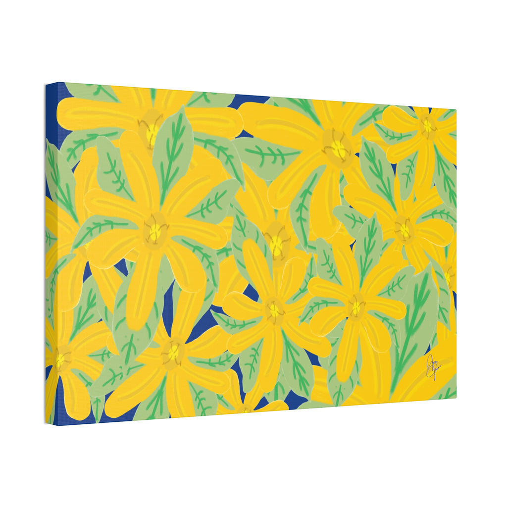 Yellow Daisy Canvas Wall Art — Bright Floral Stretched Canvas (1.5" Depth)