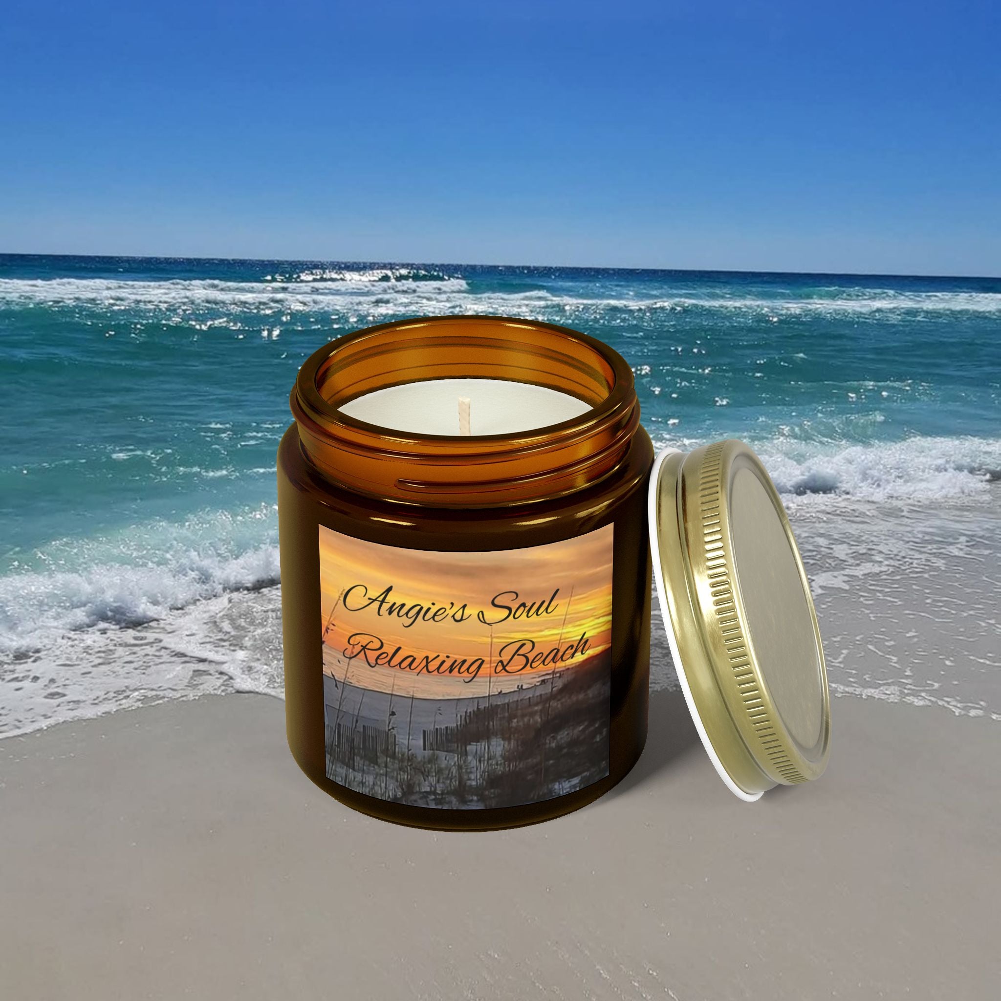 Relaxing Beach Scented Candle - Coconut Apricot Wax