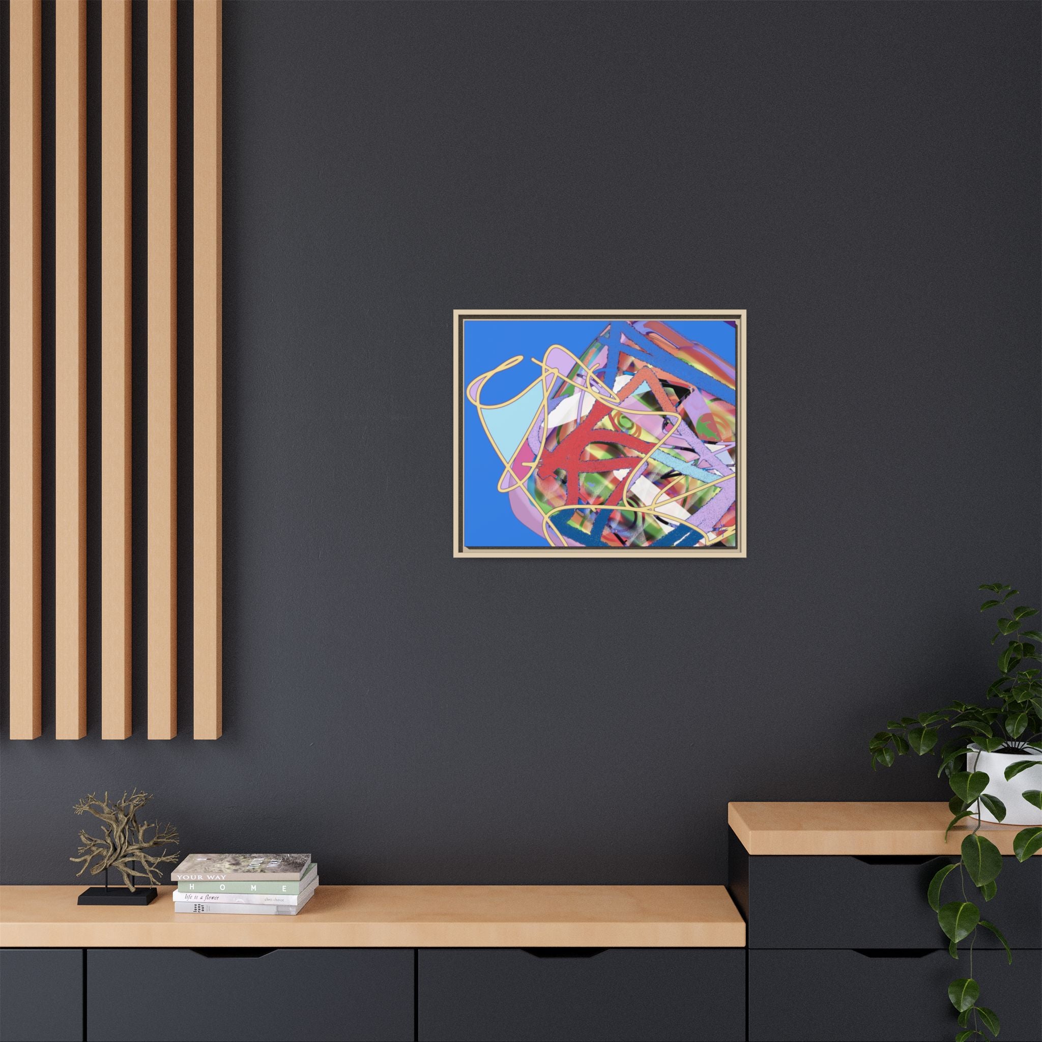 Abstract Multi‑Color Framed Canvas Art – Vibrant Modern Wall Decor