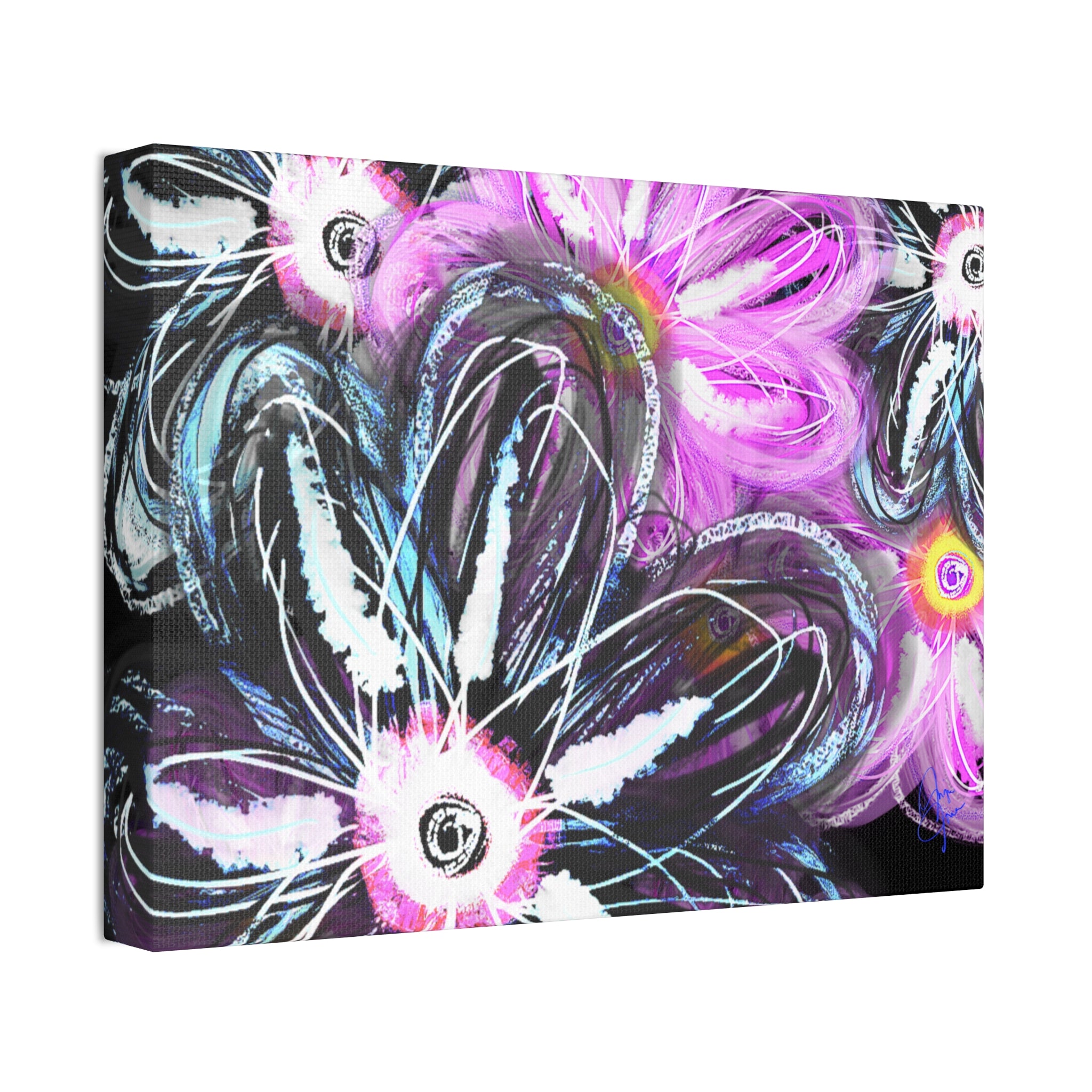 Floral Neon Abstract Canvas