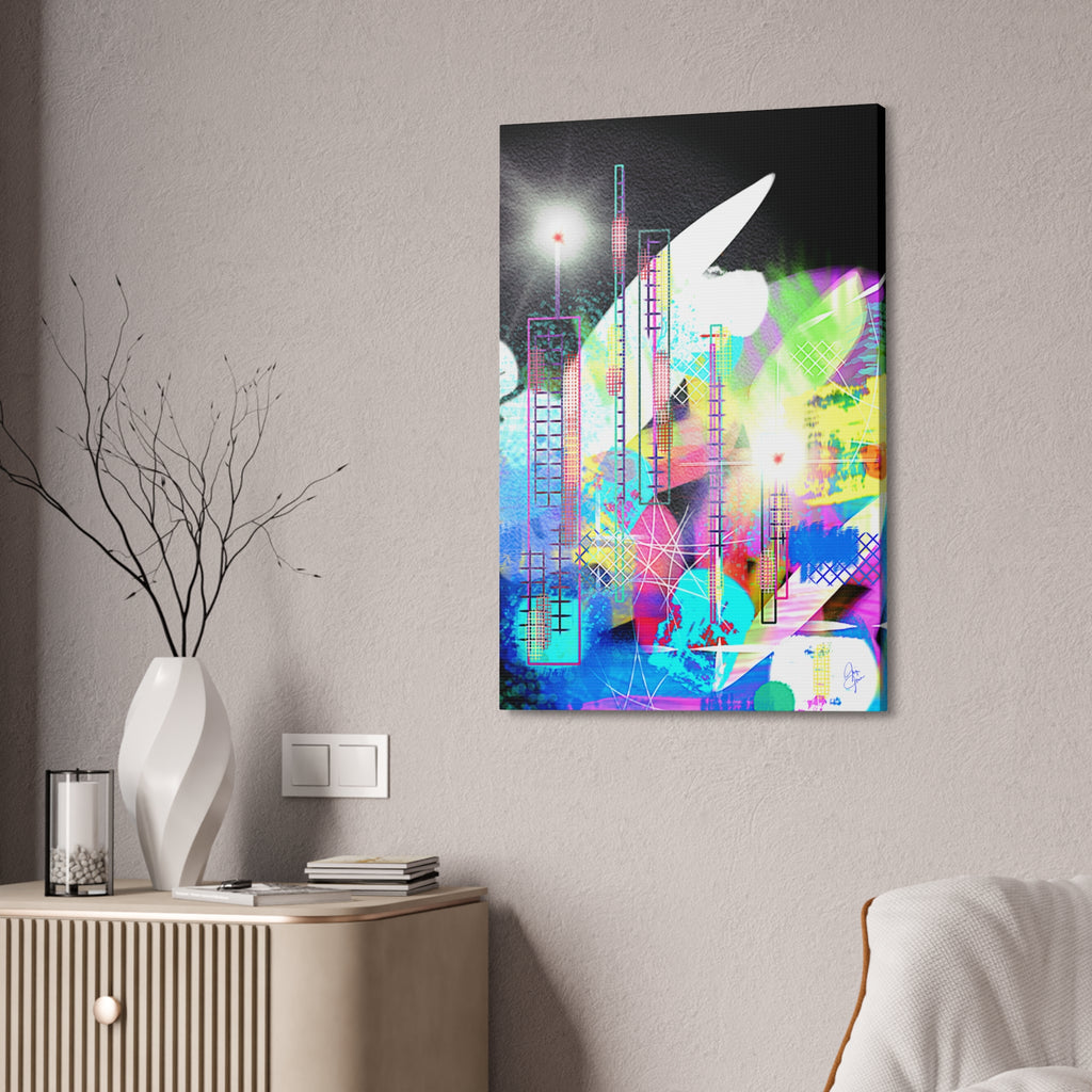 Abstract Neon Cityscape Canvas Print — Stretched 1.5"