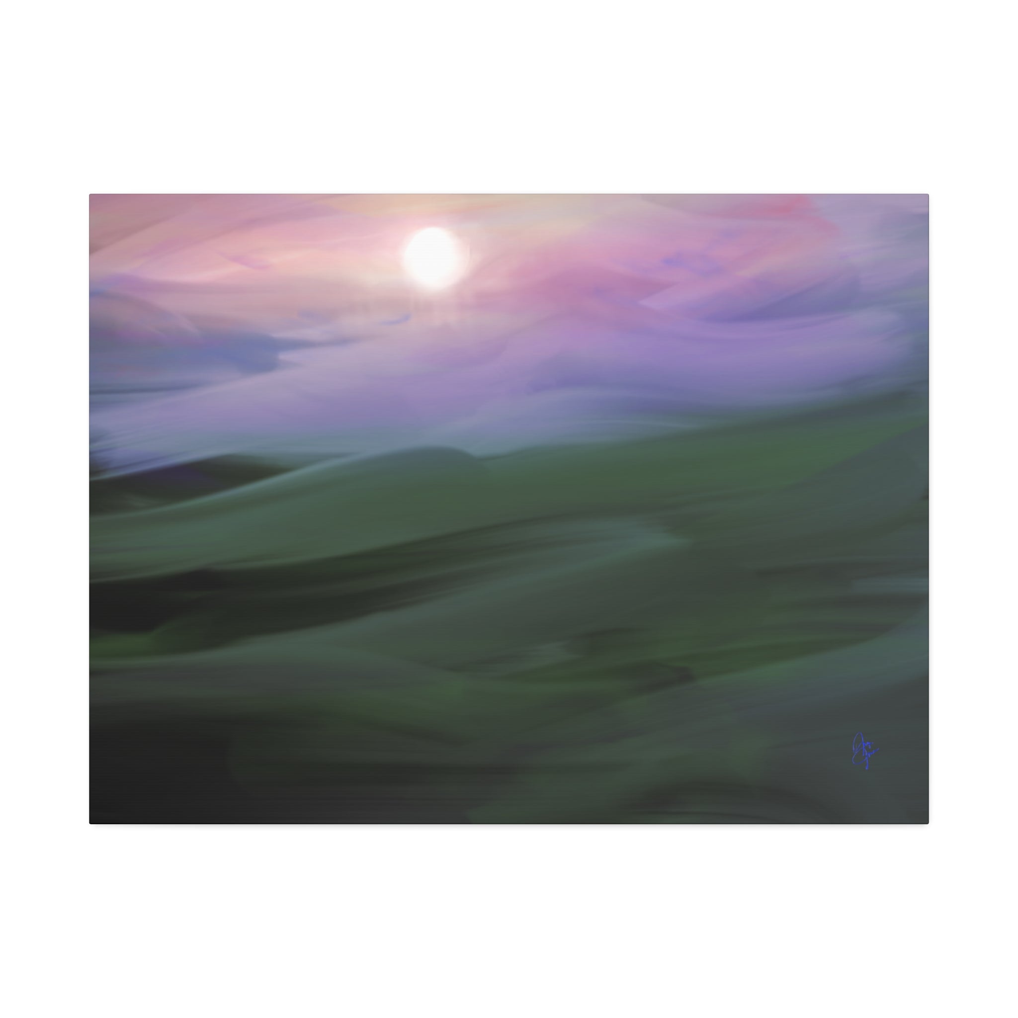 Sunrise Mist Landscape Canvas Print — Serene Pastel Wall Art