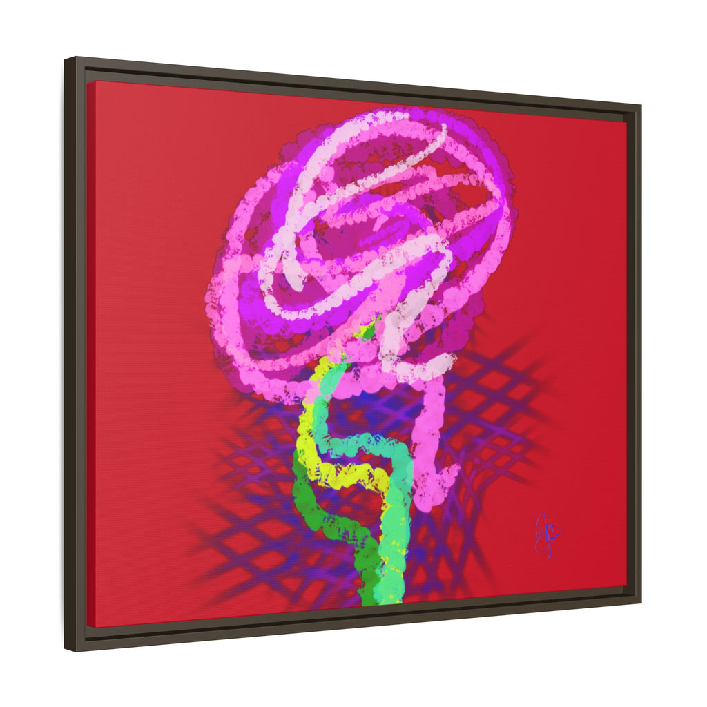 Framed Matte Canvas - Neon Rose Abstract Wall Art