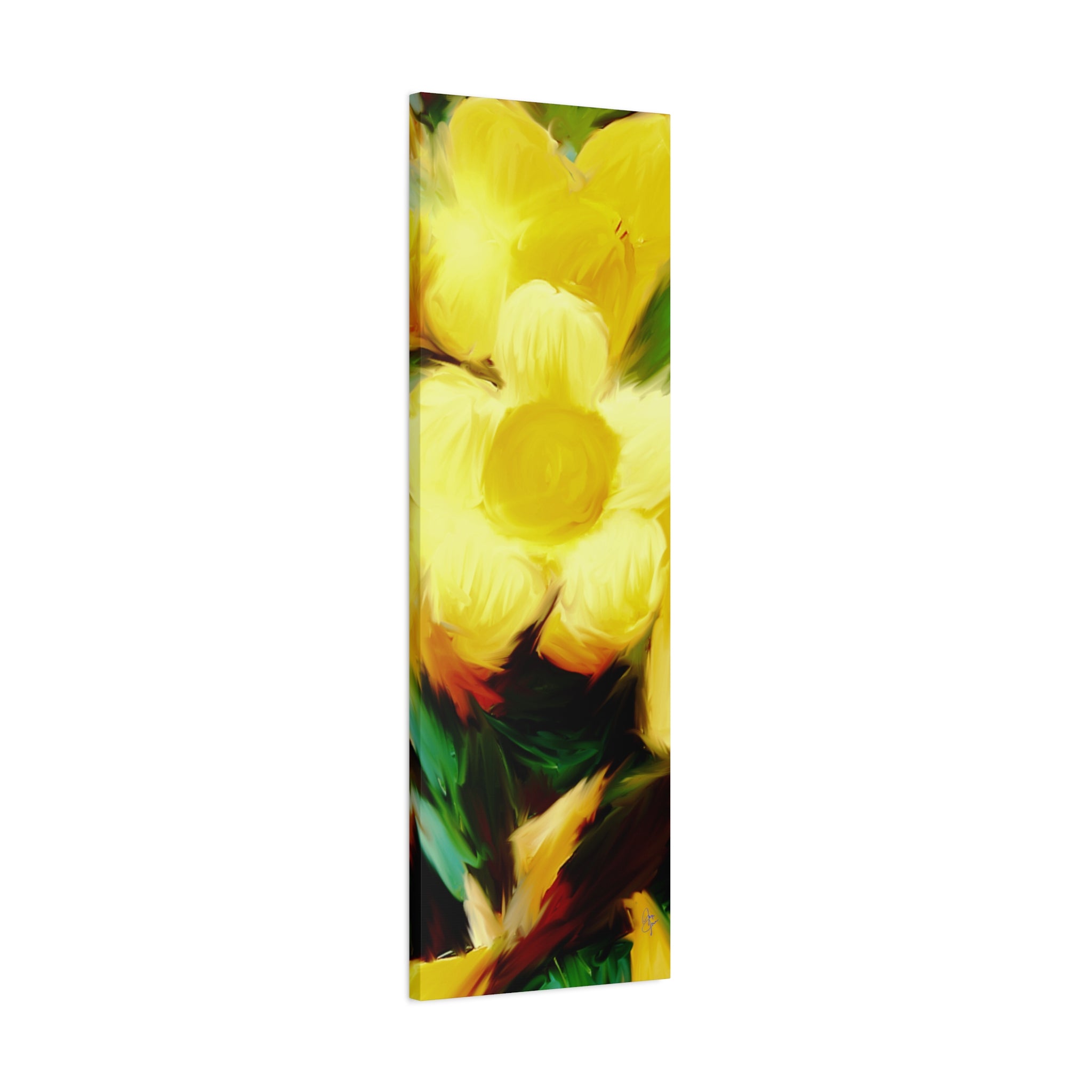 Yellow Floral Canvas Wall Art – Bright Sunflower-Style Painting, Matte Stretched Print