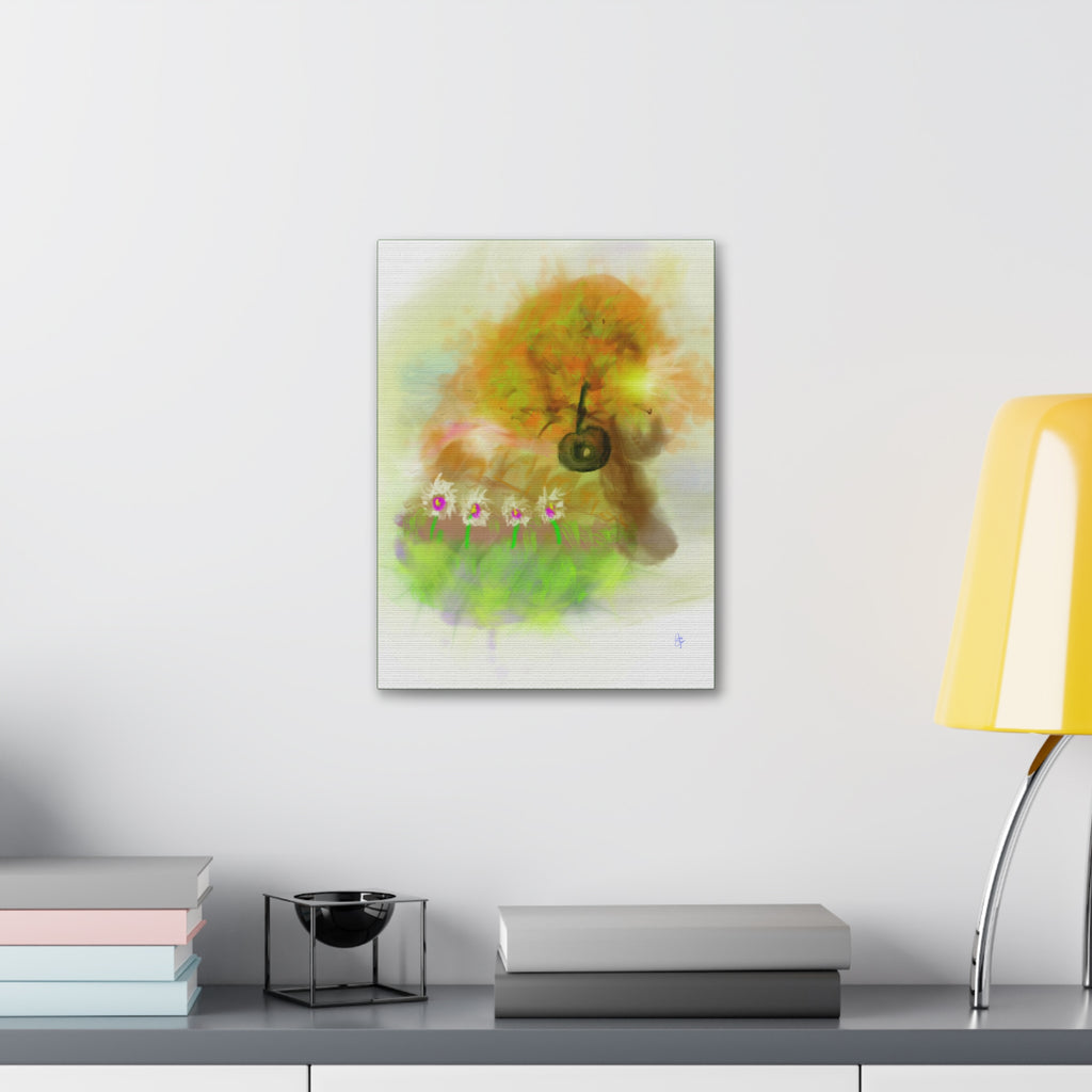 Whimsical Yard Canvas Print — Tire Swing & Broken Fence Stretched 1.5"