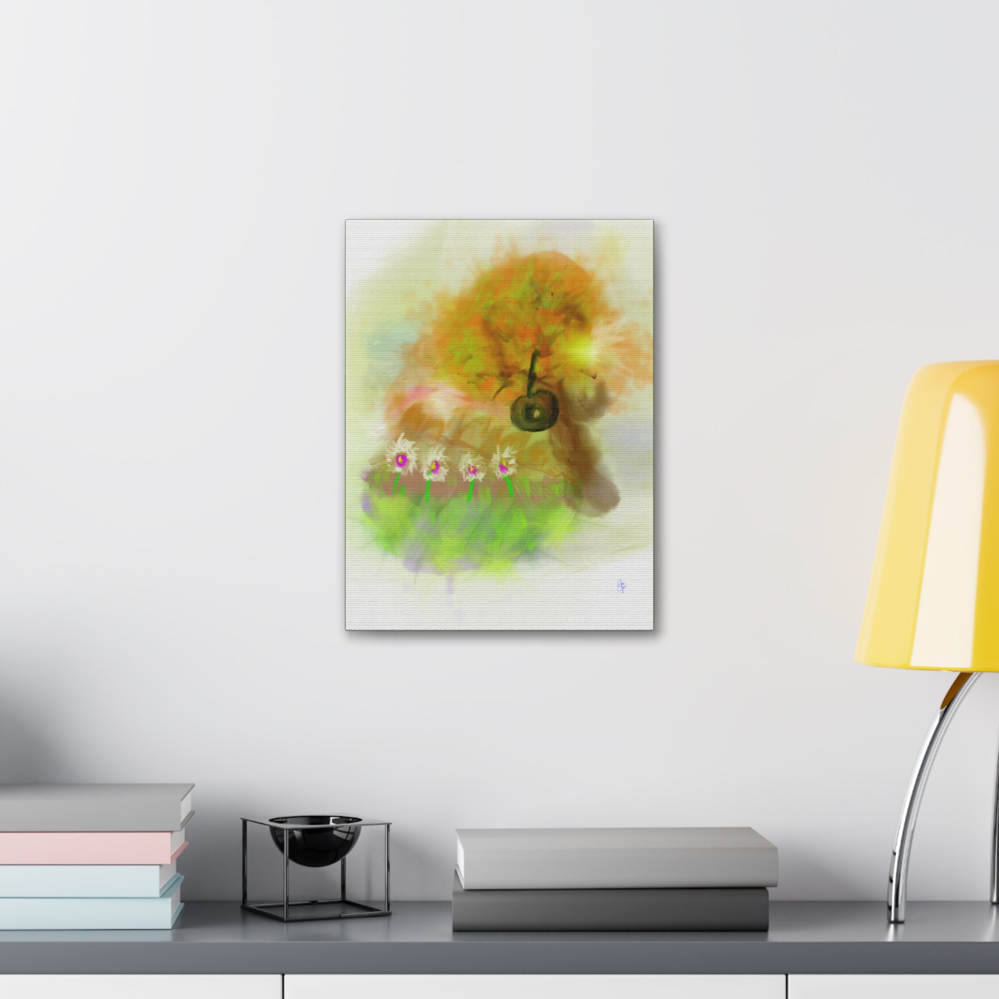 Whimsical Yard Canvas Print — Tire Swing & Broken Fence Stretched 1.5"