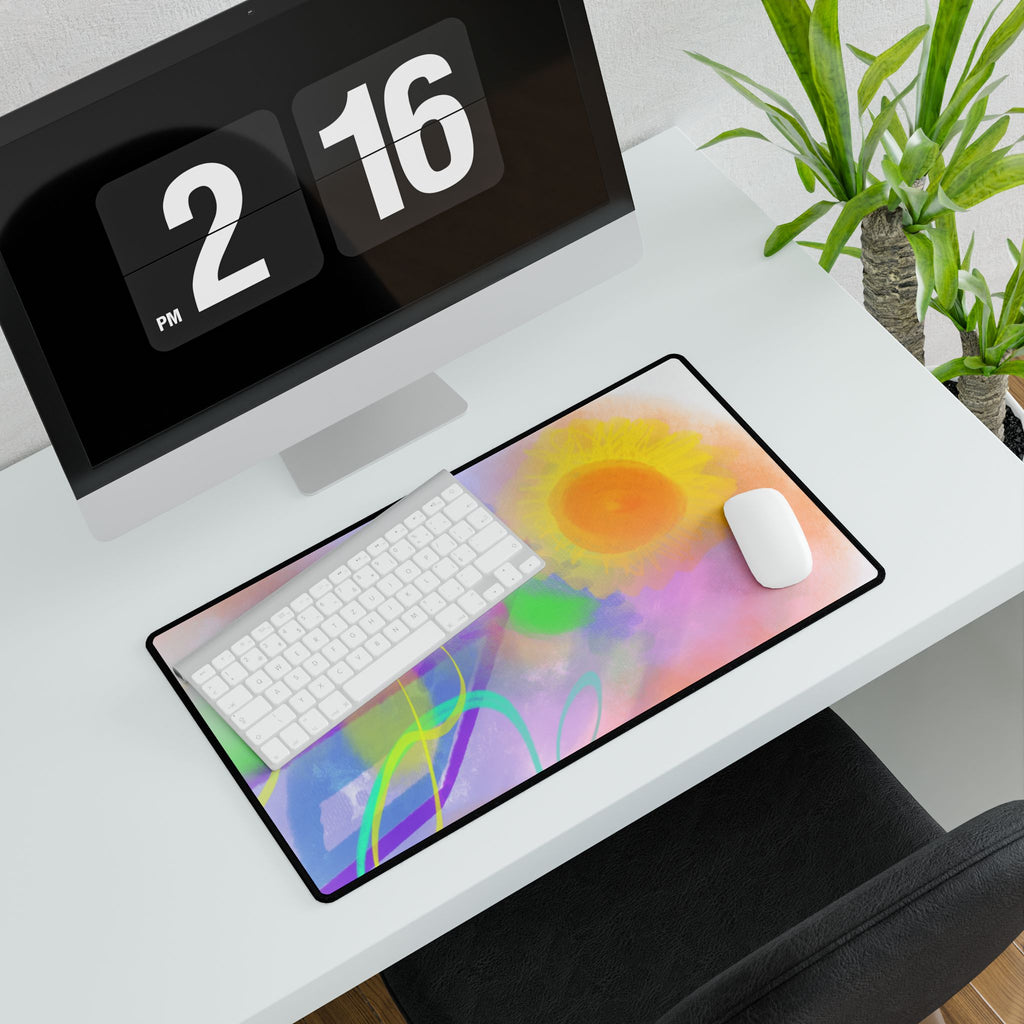 Sunshine Pastel Abstract Desk Mat — Large Artistic Mouse Pad