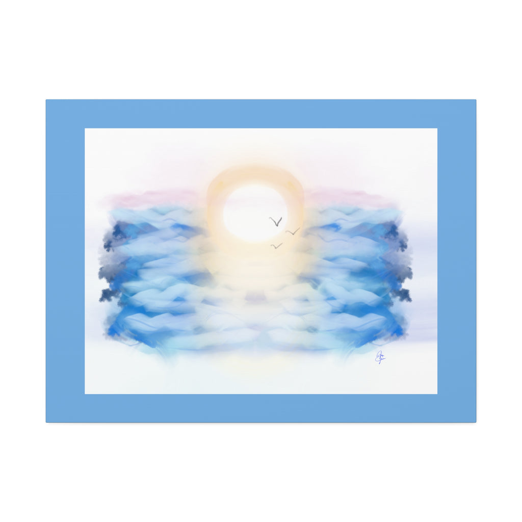 Sunrise Seascape Canvas Print — Soothing Ocean Wall Art, 1.5" Stretched