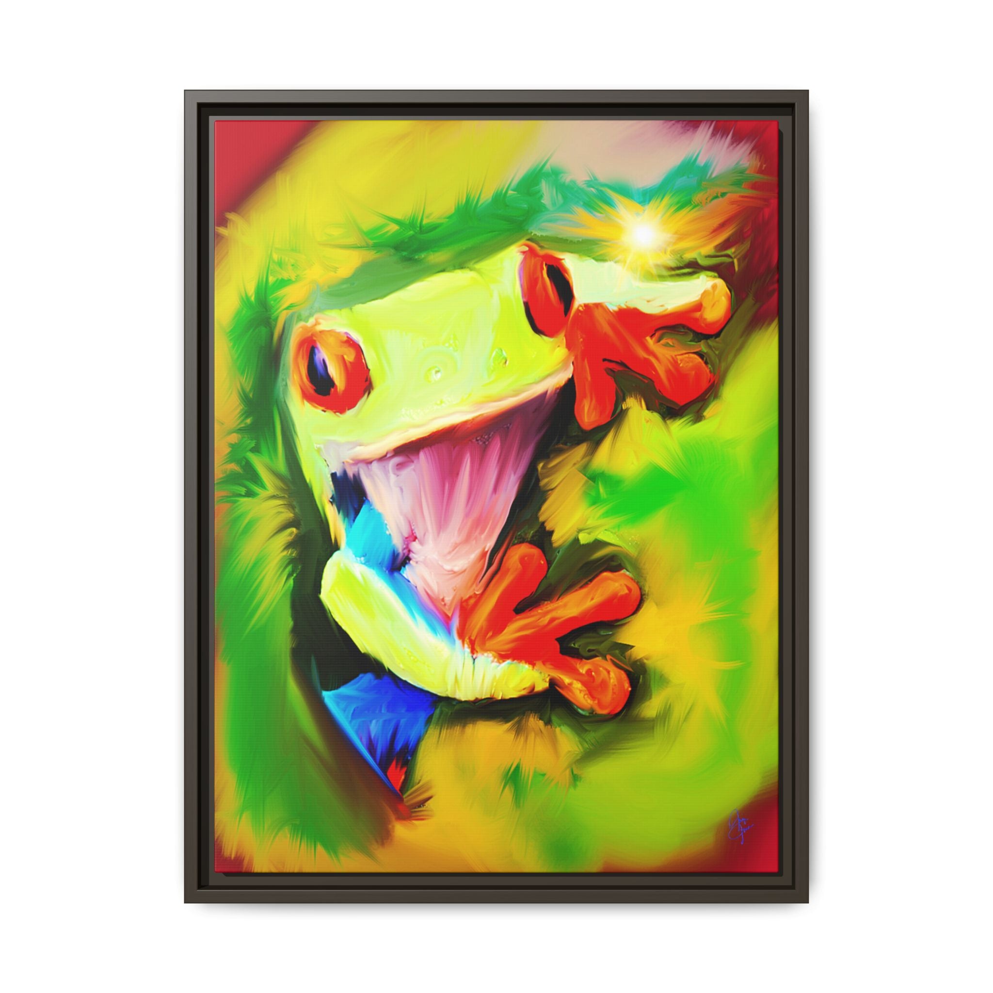 Colorful Tree Frog Matte Canvas Print — Framed Tropical Wall Art