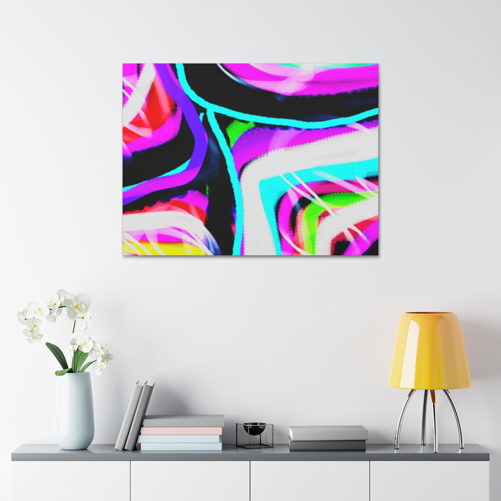 Abstract Neon Wave Canvas