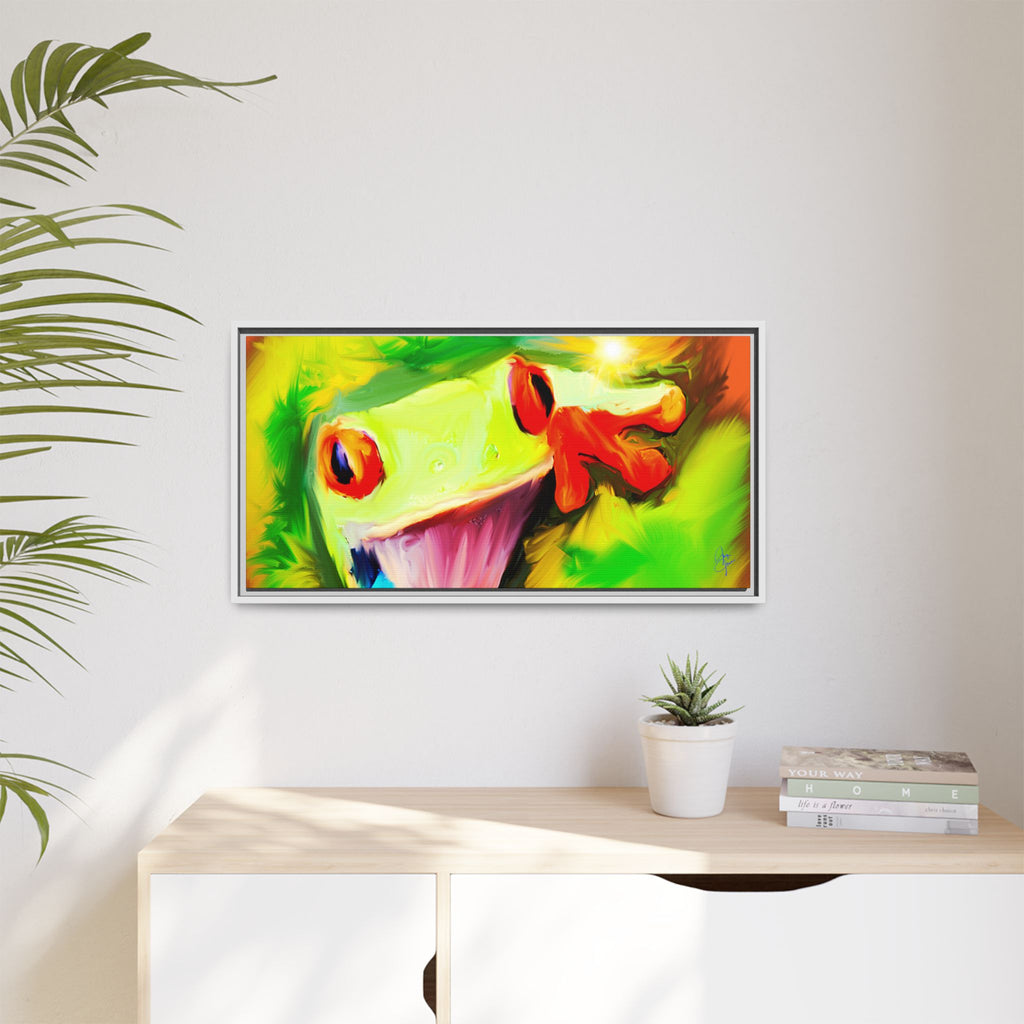 Colorful Tree Frog Matte Canvas Print — Framed Tropical Wall Art