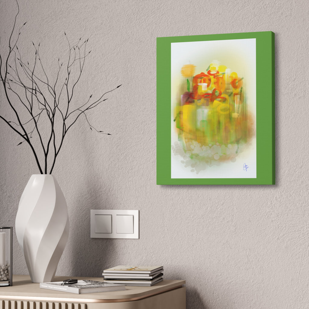 Abstract Floral Canvas Print – Yellow & Orange Stretched Wall Art (1.5" Depth)
