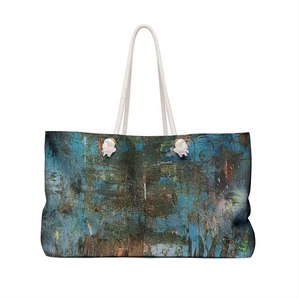 Abstract Blue-Green Weekender Bag — Artistic Travel Tote