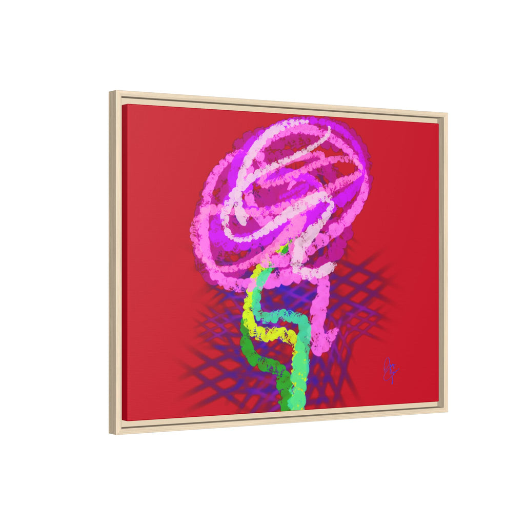 Framed Matte Canvas - Neon Rose Abstract Wall Art