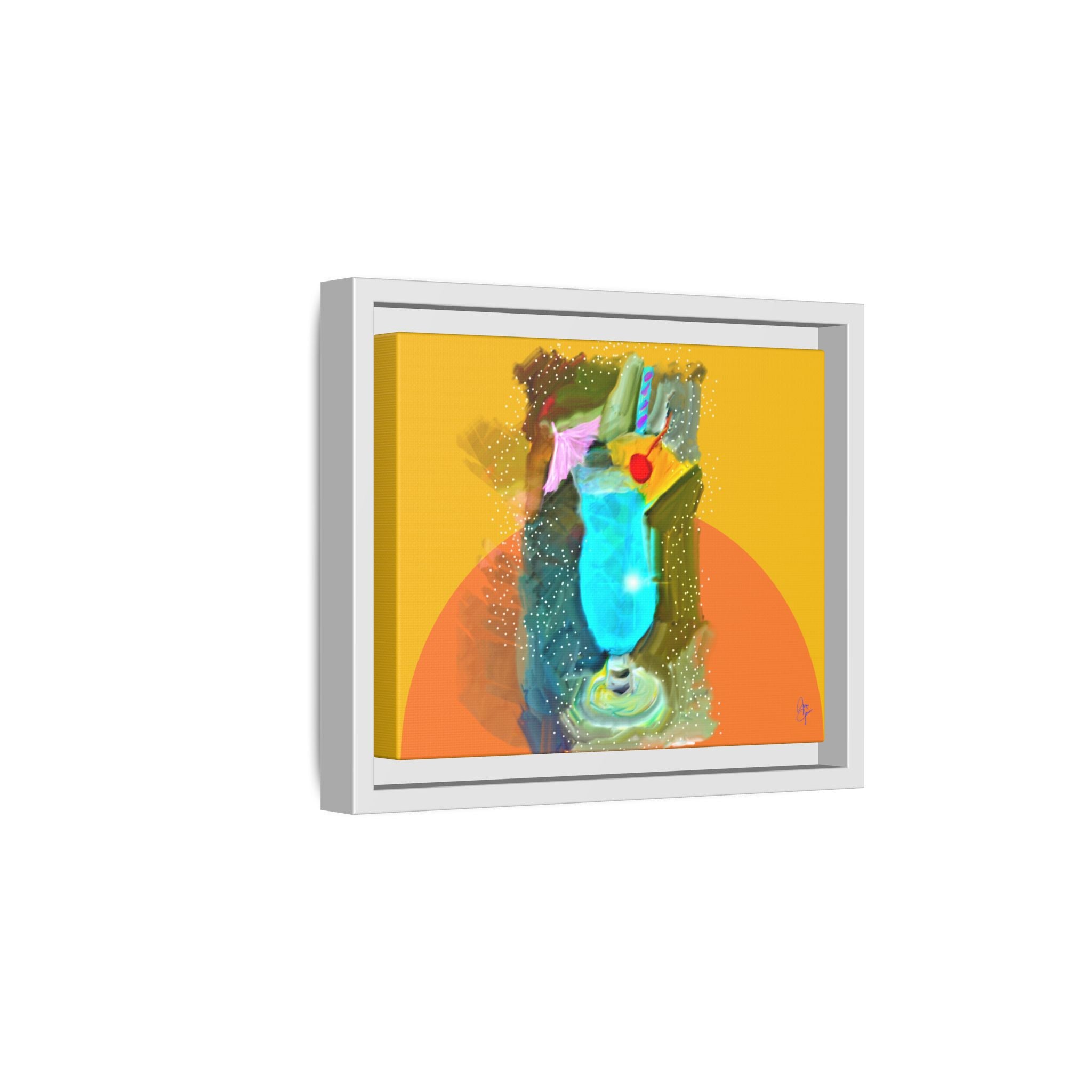 Tropical Blue Cocktail Canvas Print — Framed Matte Bar Art