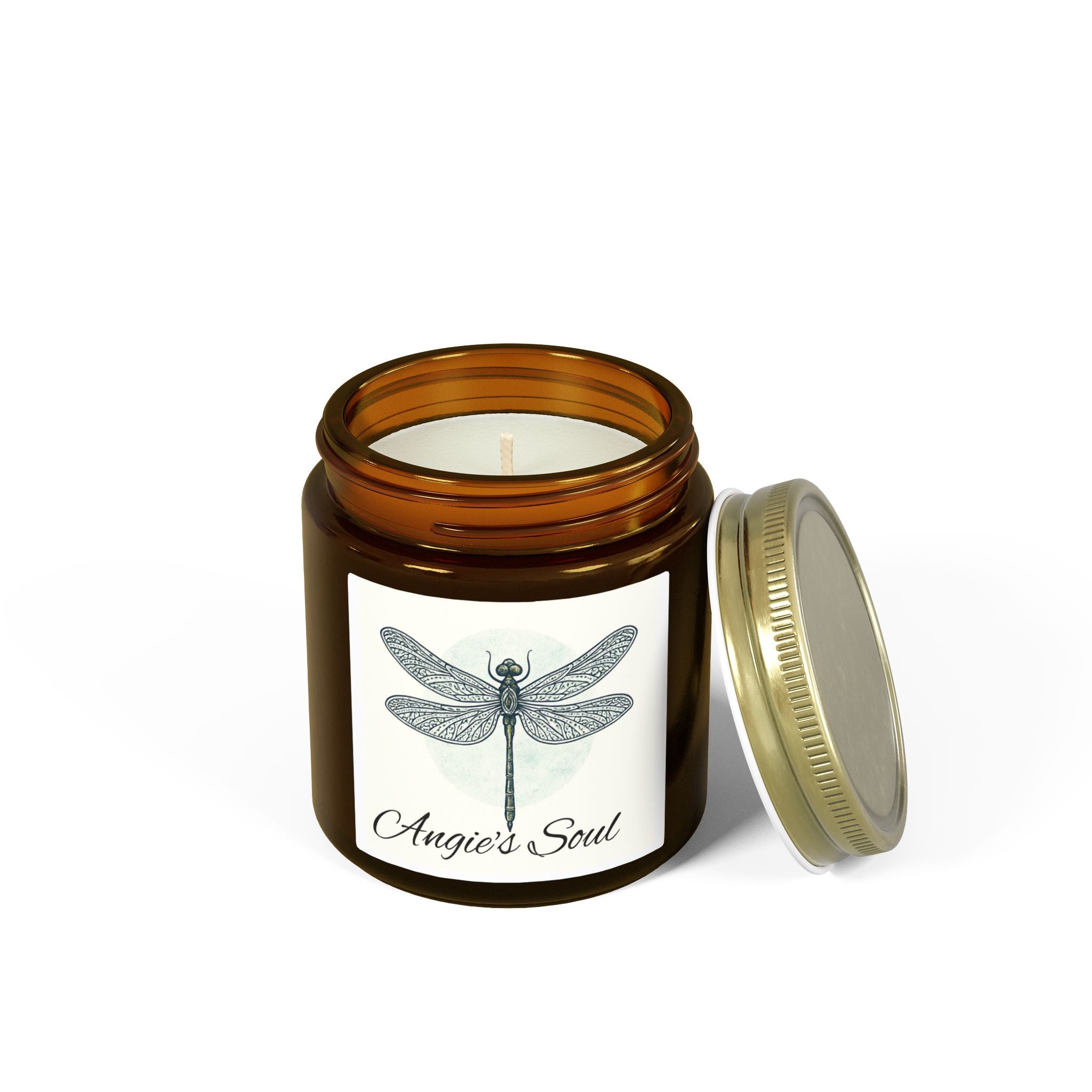 Dragonfly Soy Candle — Coconut Apricot Wax (4oz or 9oz) — Angie's Soul Scented Jar
