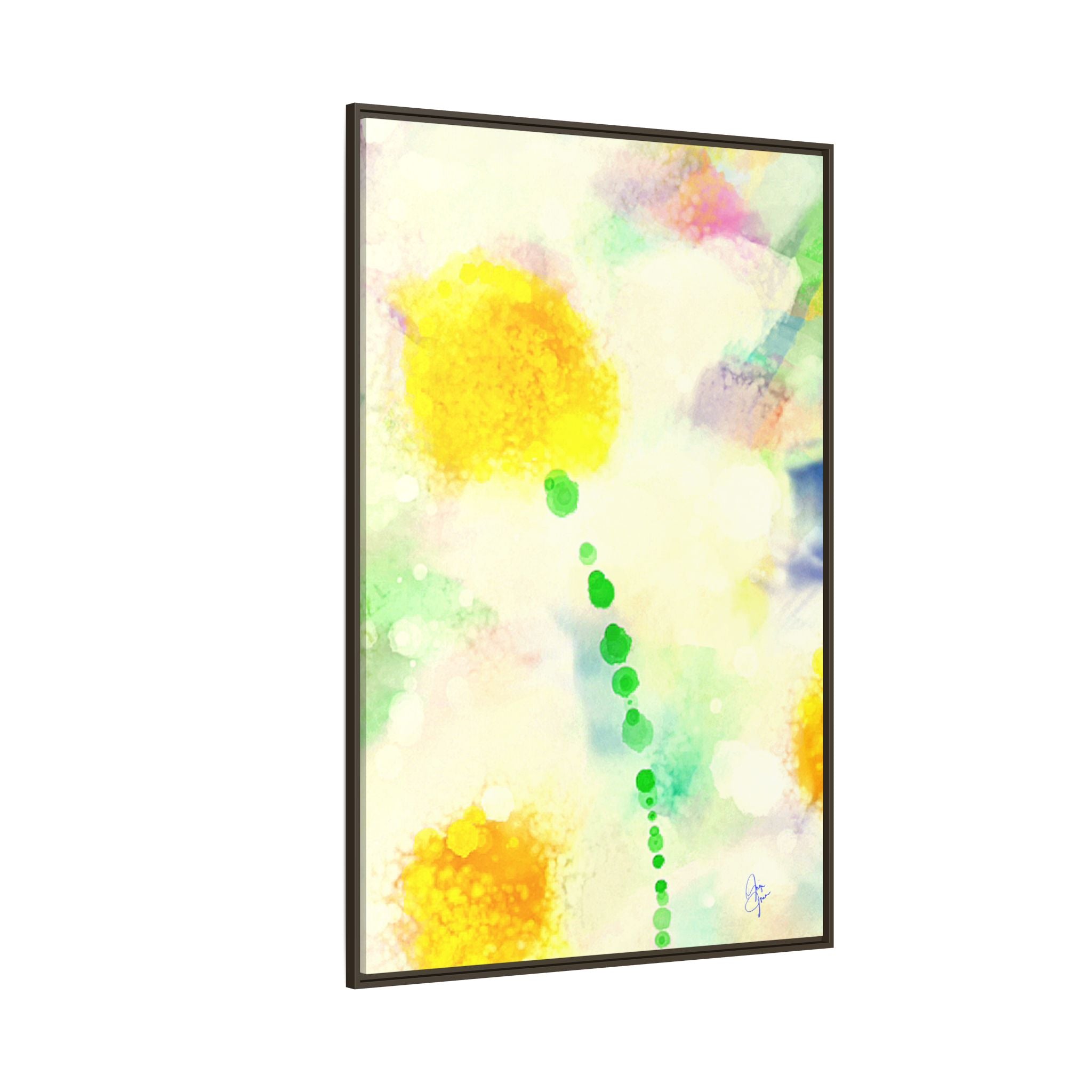 Framed Matte Canvas - Watercolor Yellow Floral Abstract Wall Art