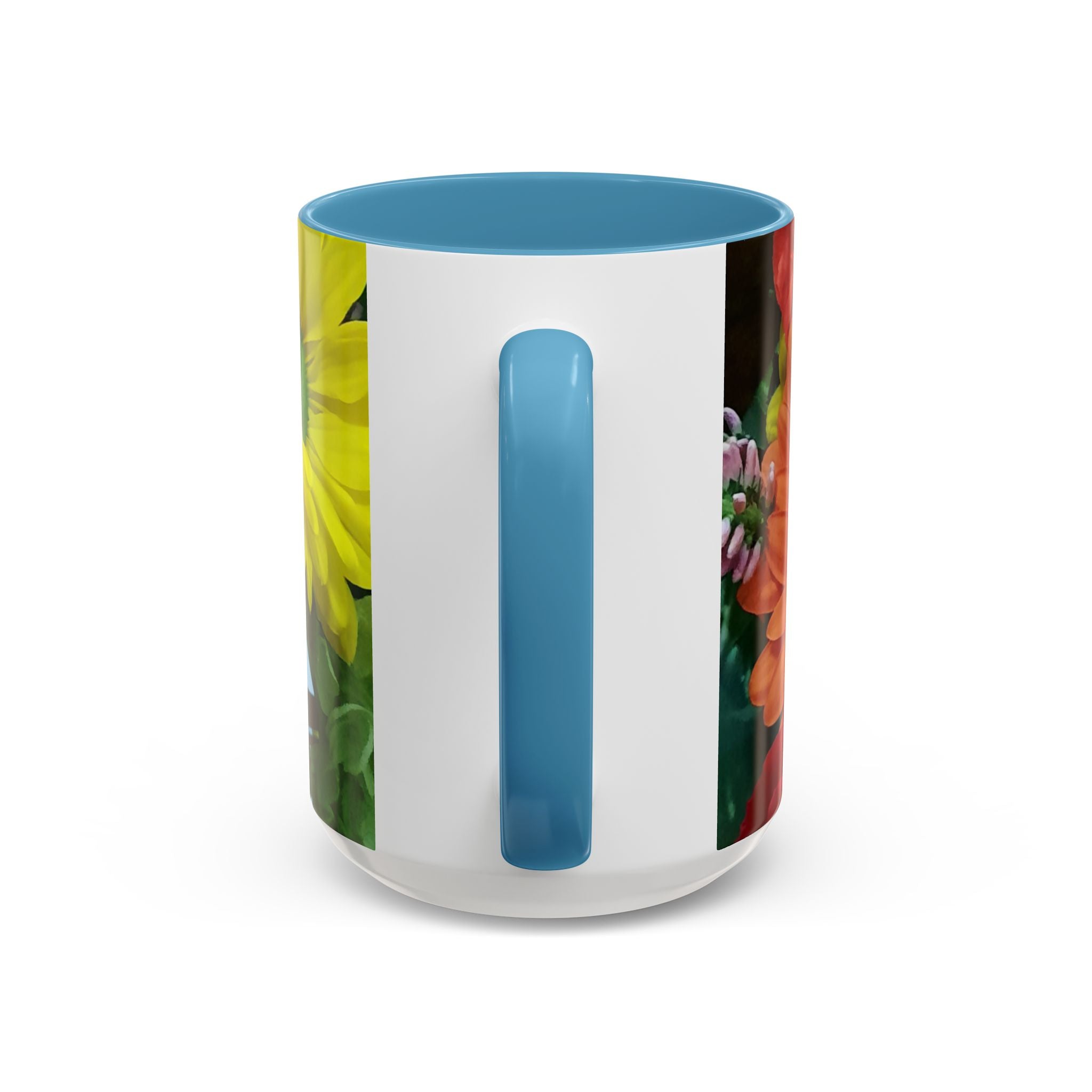 Floral Gerbera Accent Coffee Mug — Orange & Yellow Daisy Photo Wrap (11/15 oz)