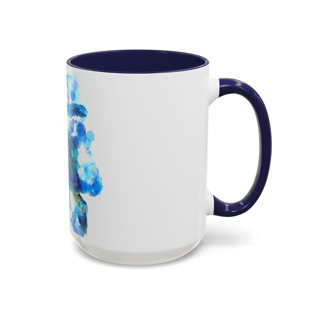 Blue Sea Turtle Accent Coffee Mug — Watercolor Ocean Turtle 11/15oz