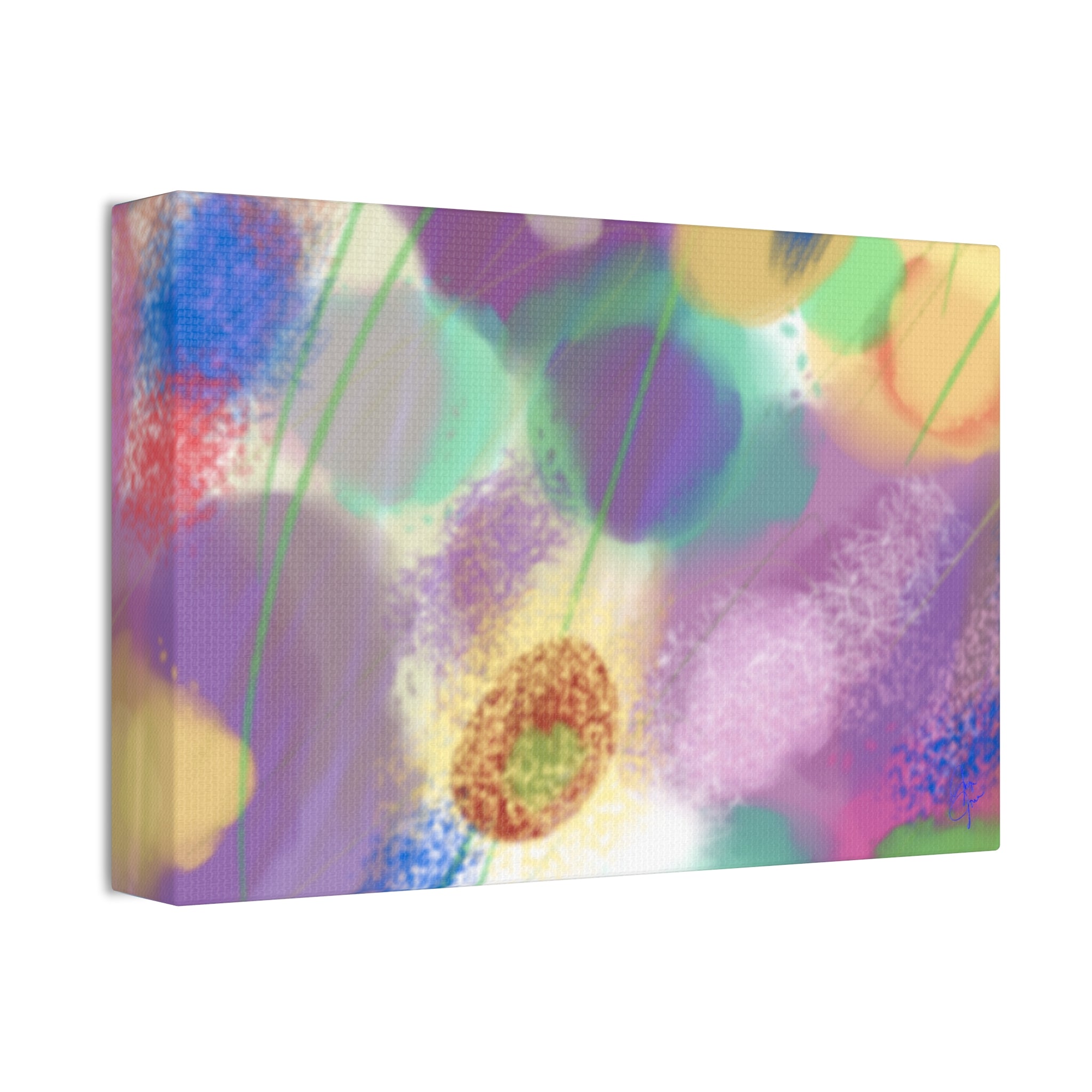 Abstract Pastel Floral Canvas Art — Colorful Stretched Wall Decor