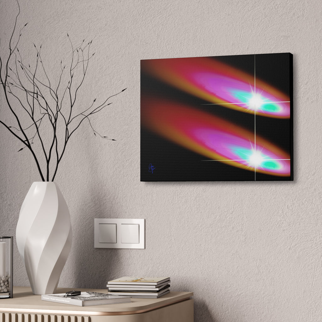 Abstract Neon Comet Canvas — Vibrant Turquoise & Pink Stretched Wall Art (1.5" Depth)